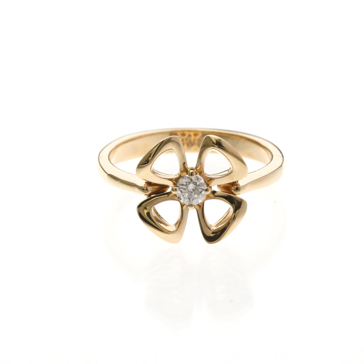 Bvlgari Fiorever 18K White Gold And Pave Diamonds Gold Pink_Gold Ring Jewelry (Pre-Owned)