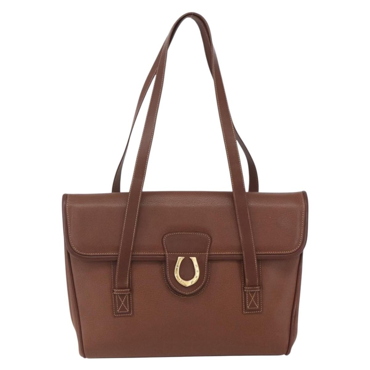 Gucci Vintage Tote Leather Brown Leather Tote Bag Bag (Pre-Owned)