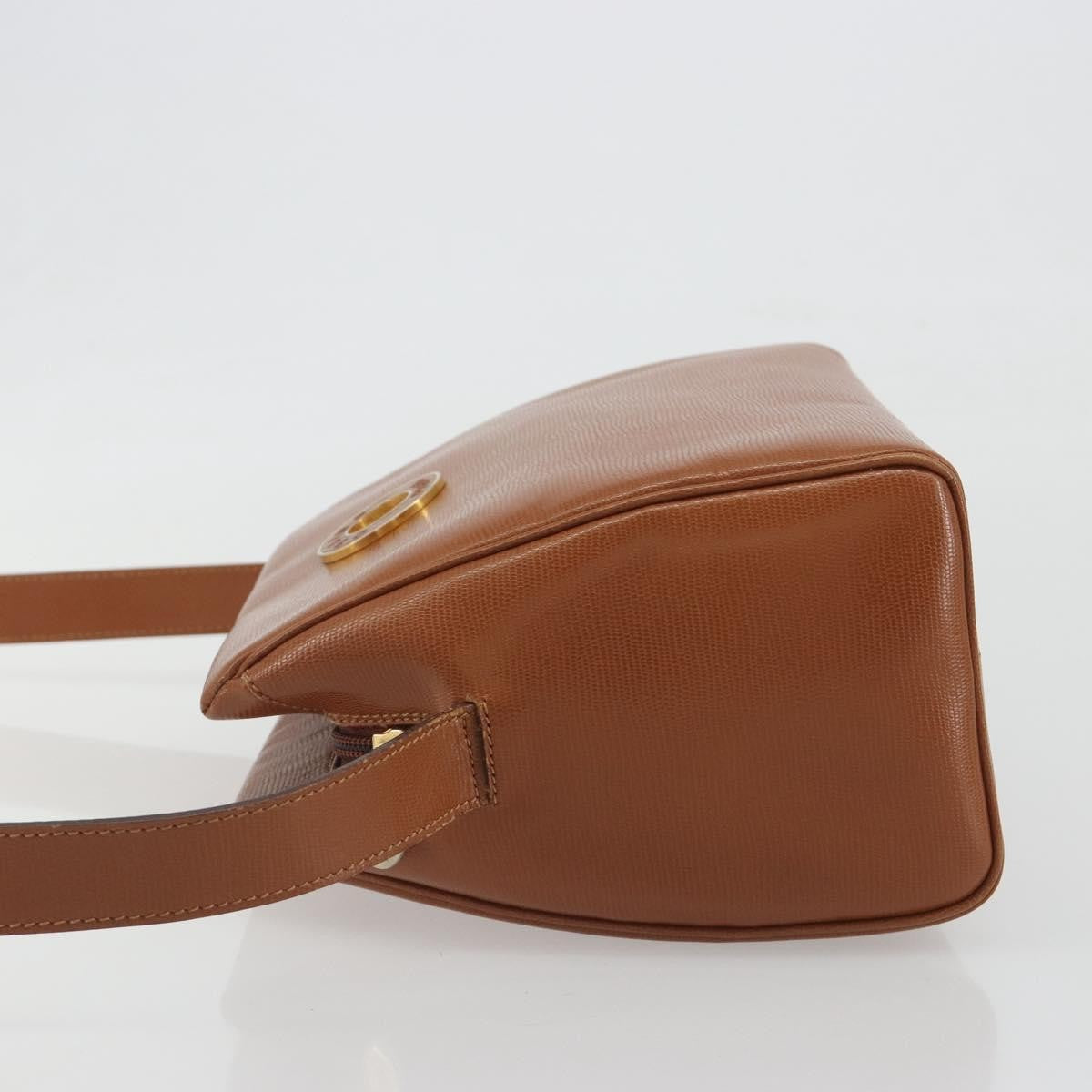 Celine Vintage Circle Logo Leather Brown Leather Shoulder Bag Bag (Pre-Owned)