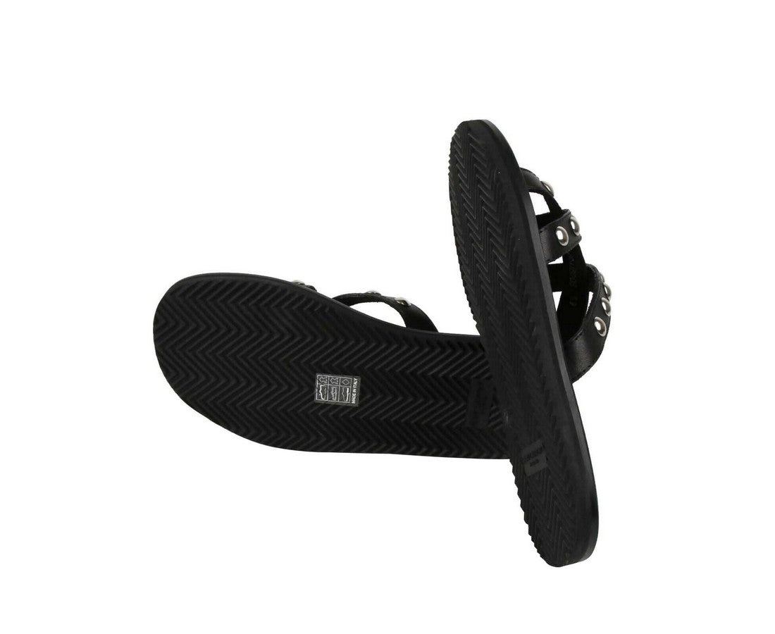 Saint Laurent Men's Black Leather Sandal With Silver Studs (39 EU / 6 US)