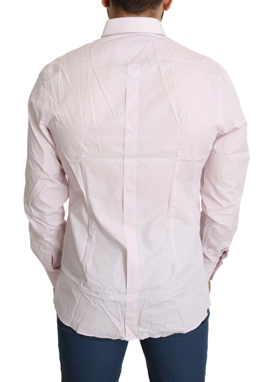 Dolce & Gabbana Light Pink Cotton Formal GOLD Dress Men's Shirt (Pre-Owned)