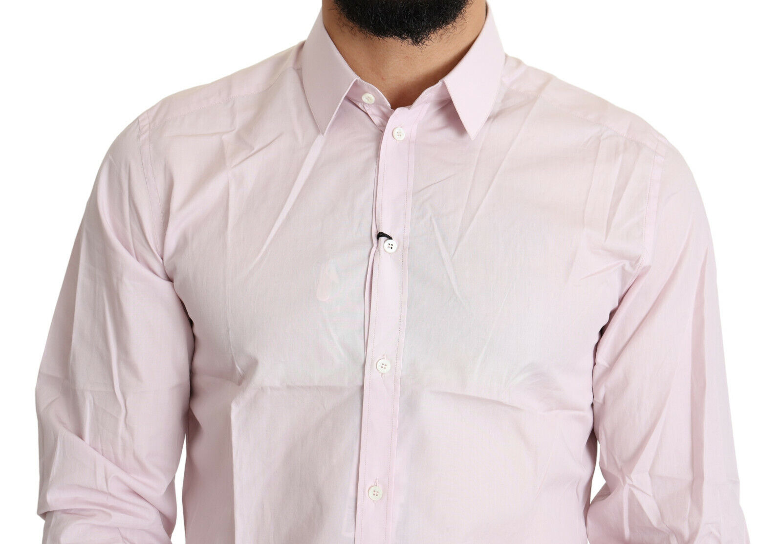 Dolce & Gabbana Light Pink Cotton Formal GOLD Dress Men's Shirt (Pre-Owned)