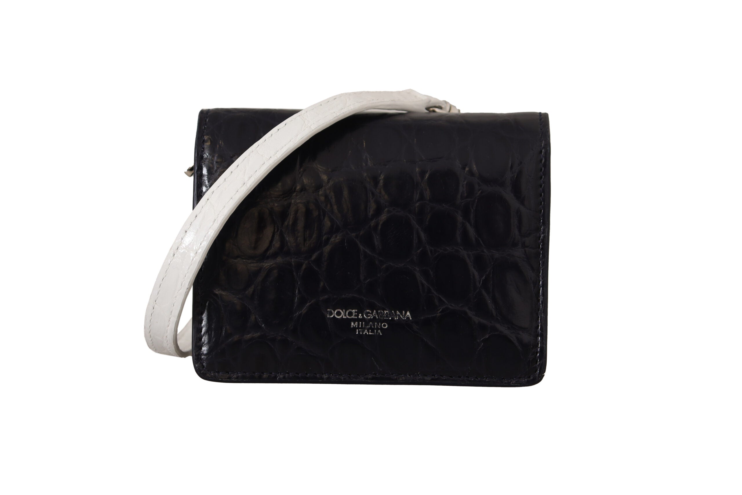 Dolce & Gabbana Blue Exotic Leather Bifold Wallet with Men's Strap
