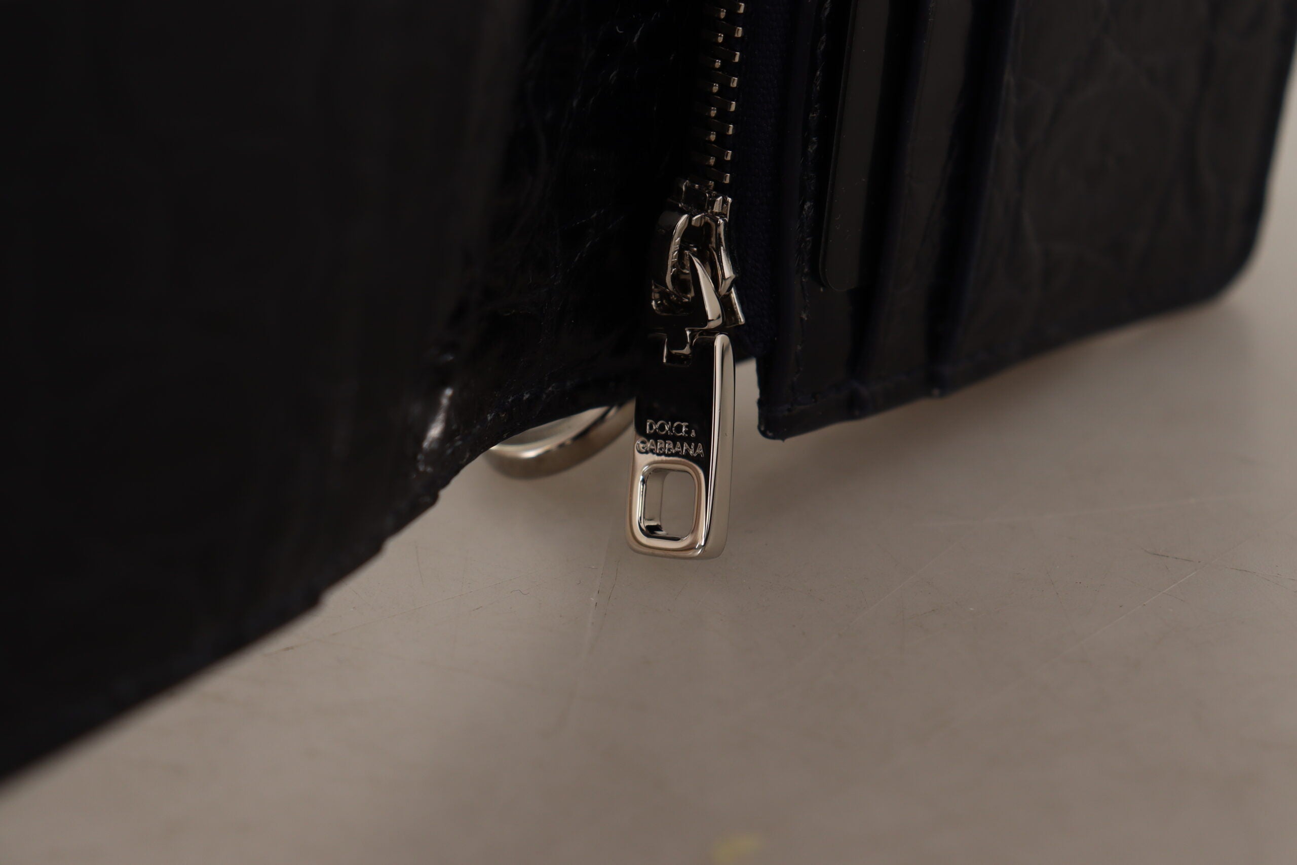 Dolce & Gabbana Blue Exotic Leather Bifold Wallet with Men's Strap