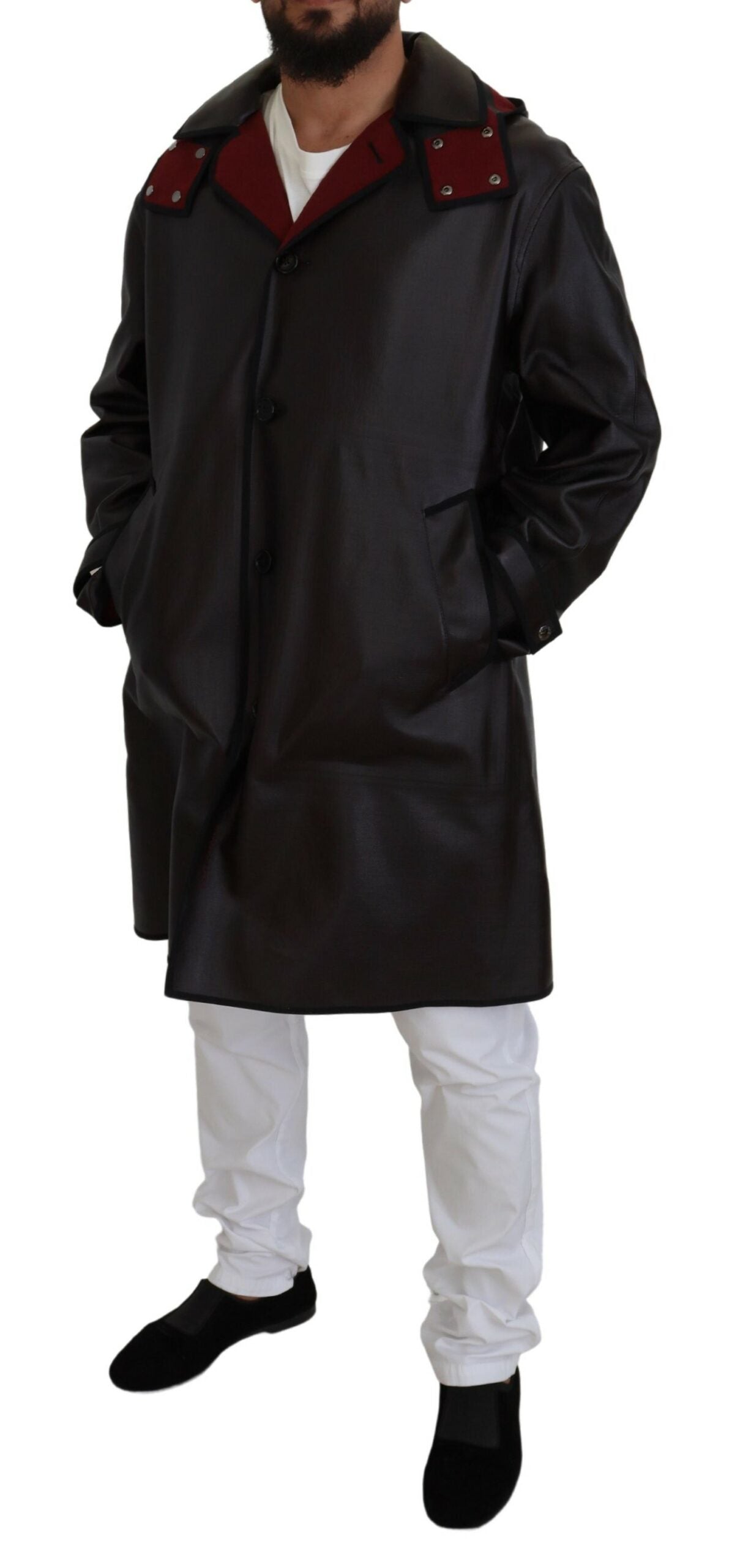 Dolce & Gabbana Black Trench Hooded Parka Cotton Men's Jacket