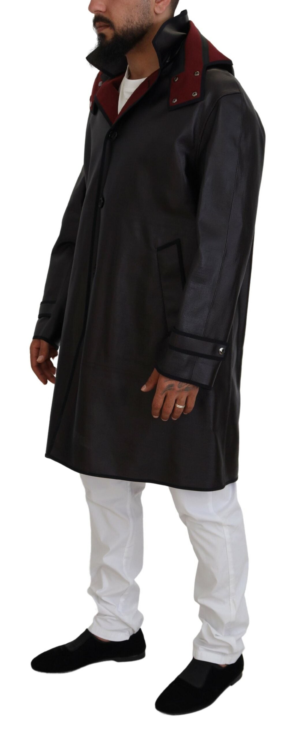 Dolce & Gabbana Black Trench Hooded Parka Cotton Men's Jacket
