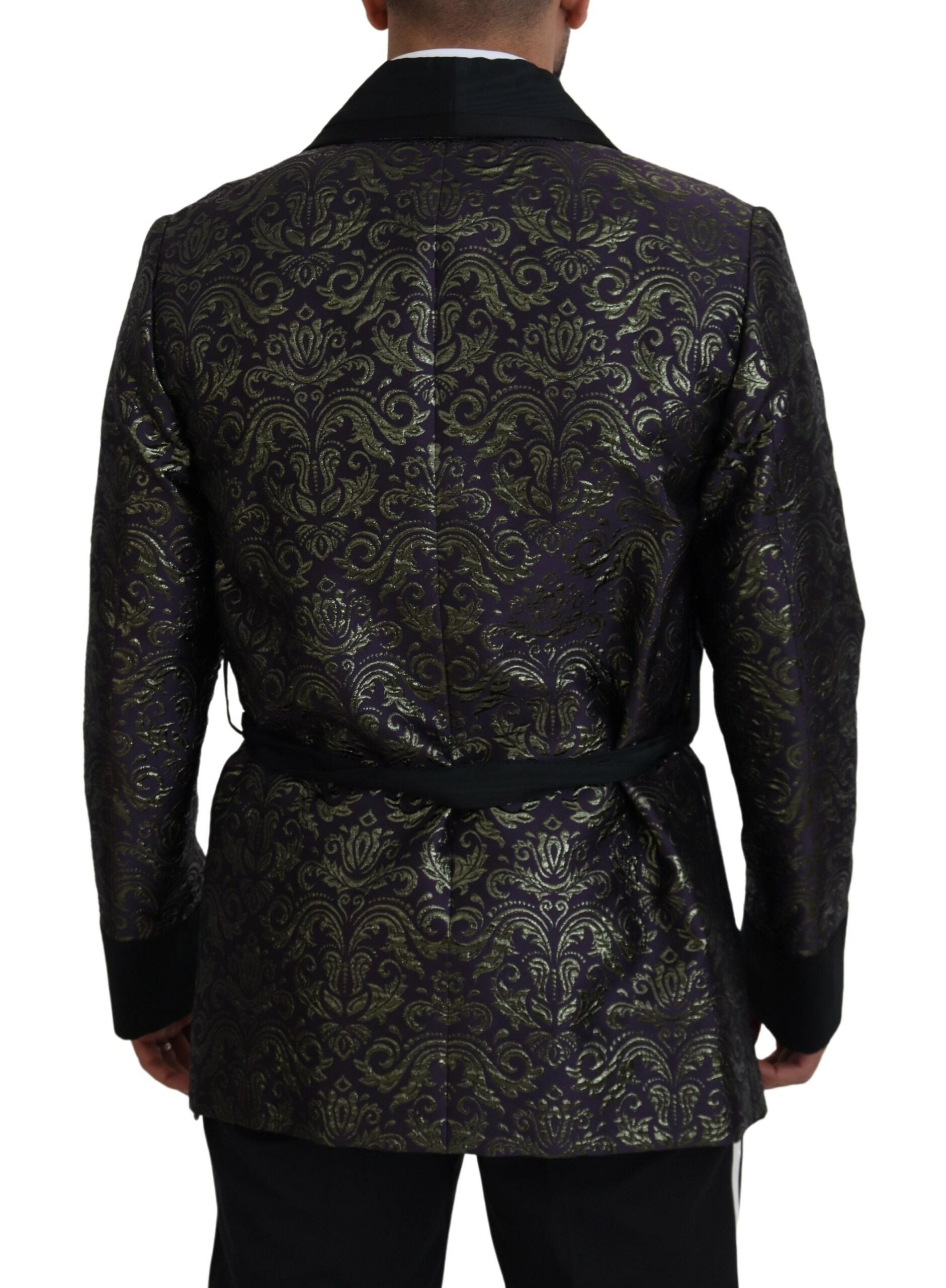 Dolce & Gabbana Gold Purple Baroque Jacket Blazer Men's Robe