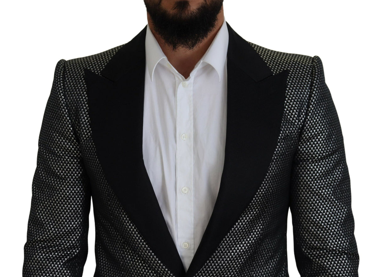 Dolce & Gabbana Black Silver Jacquard Slim Fit Jacket Men's Blazer