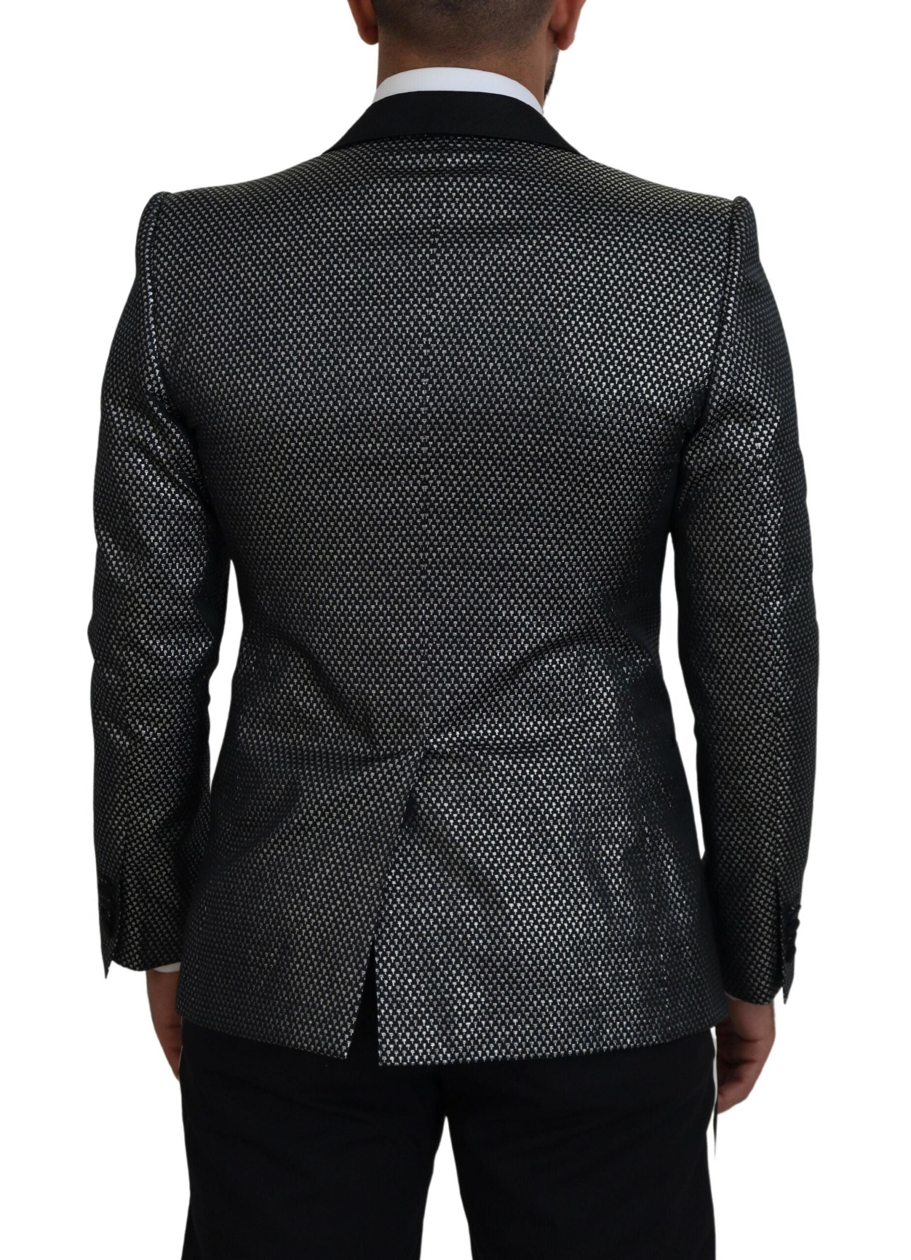 Dolce & Gabbana Black Silver Jacquard Slim Fit Jacket Men's Blazer