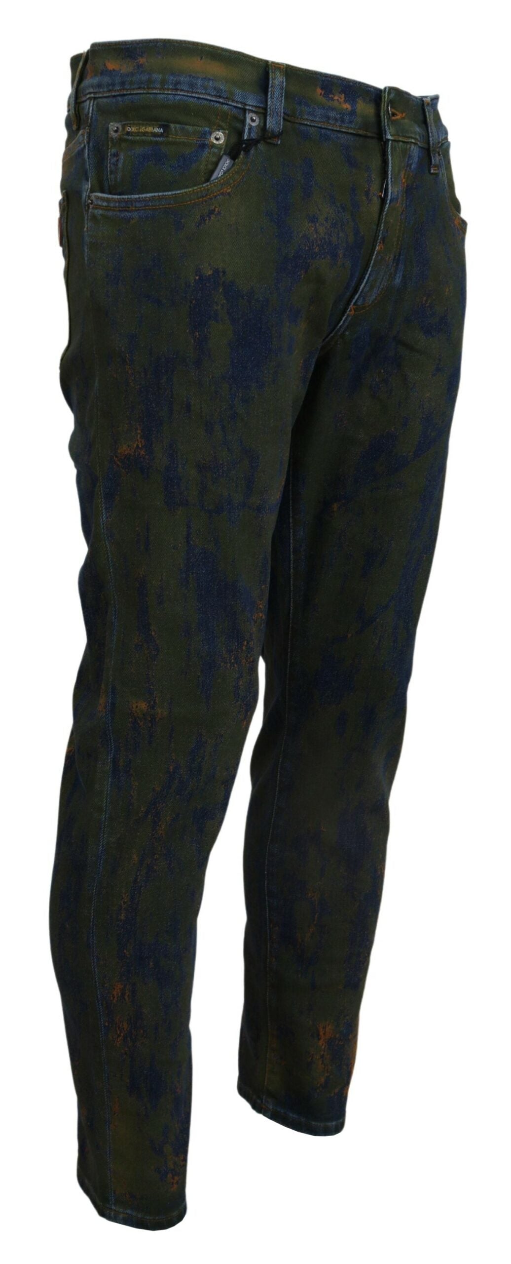 Dolce & Gabbana Blue Green Skinny Cotton Denim Men's Jeans