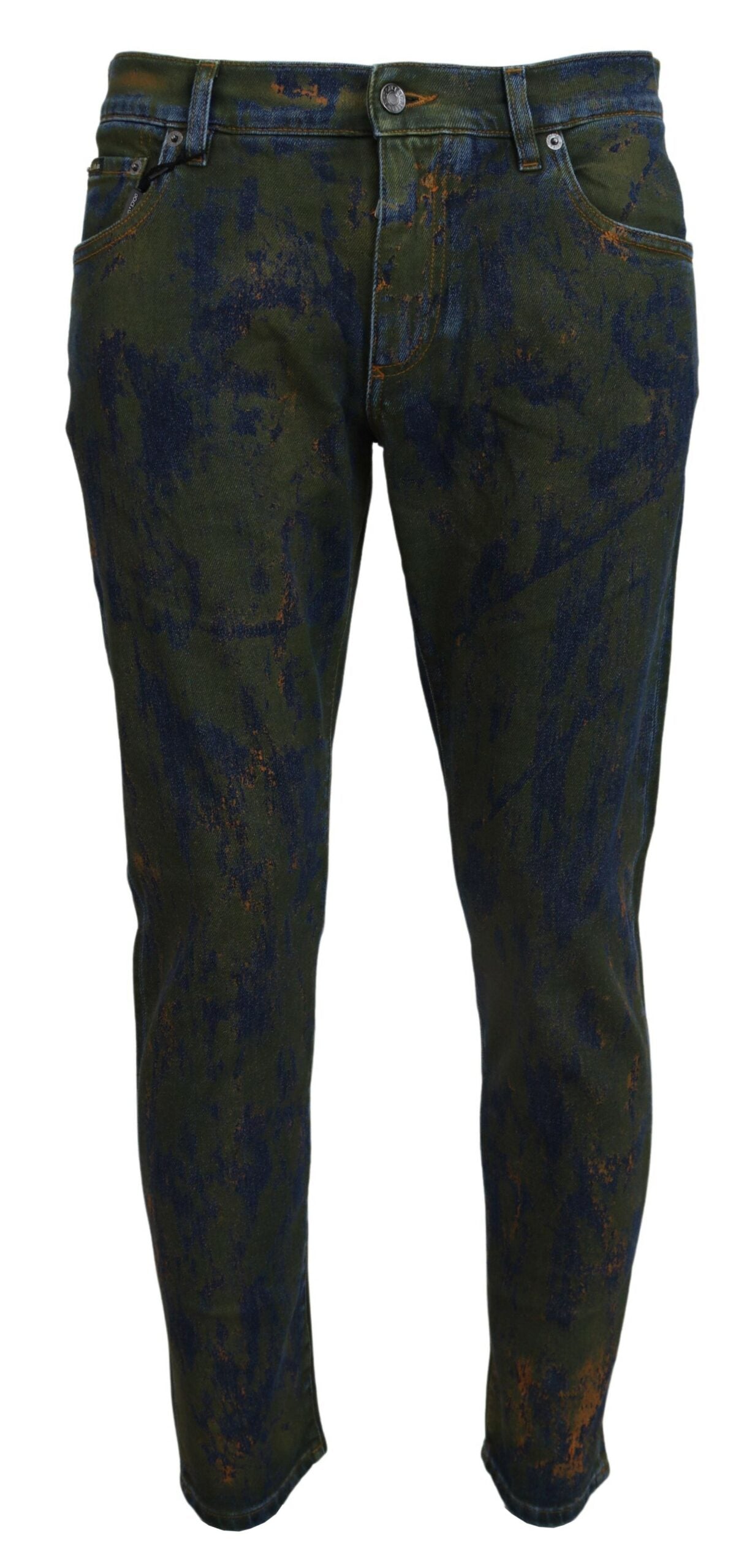 Dolce & Gabbana Blue Green Skinny Cotton Denim Men's Jeans