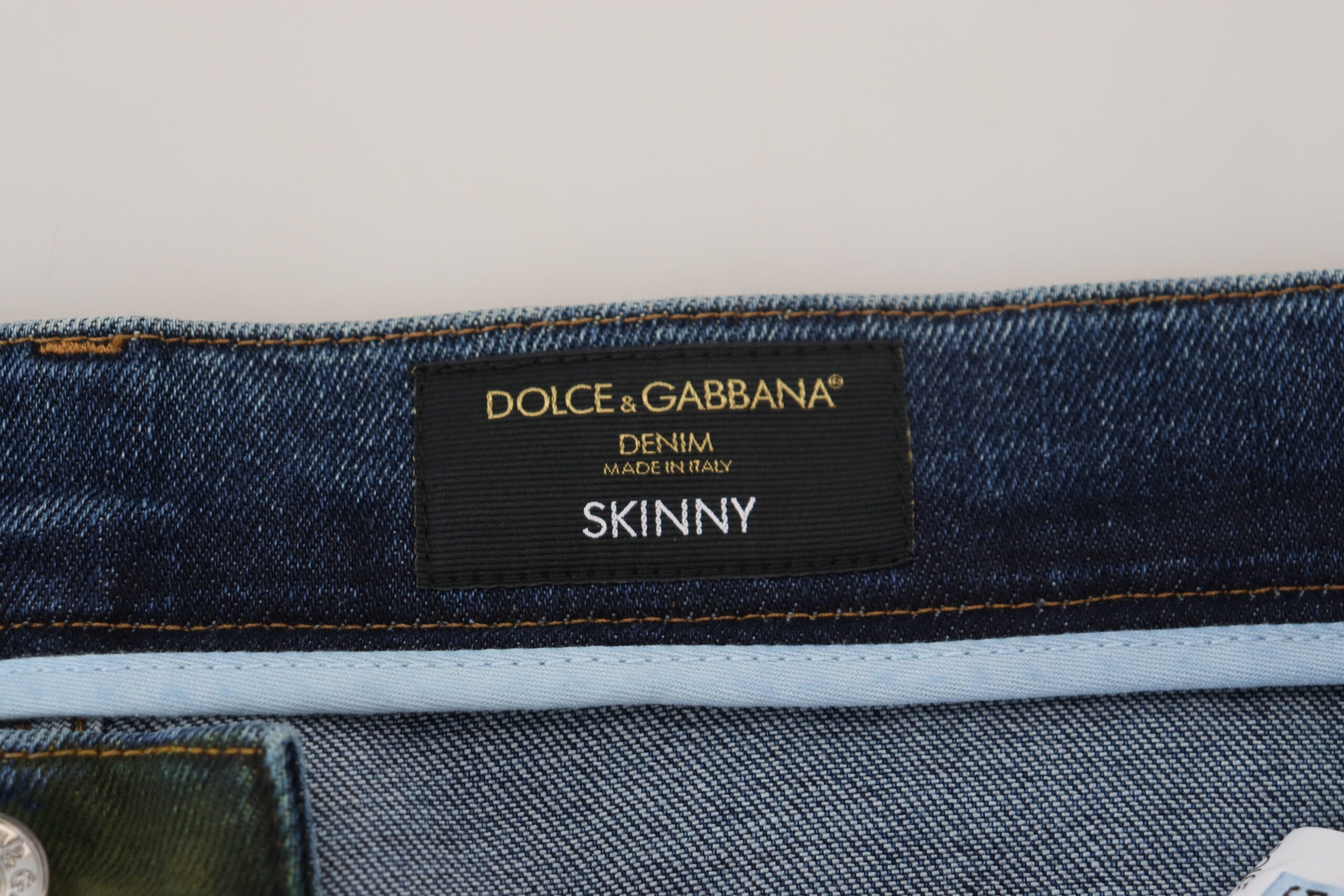 Dolce & Gabbana Blue Green Skinny Cotton Denim Men's Jeans