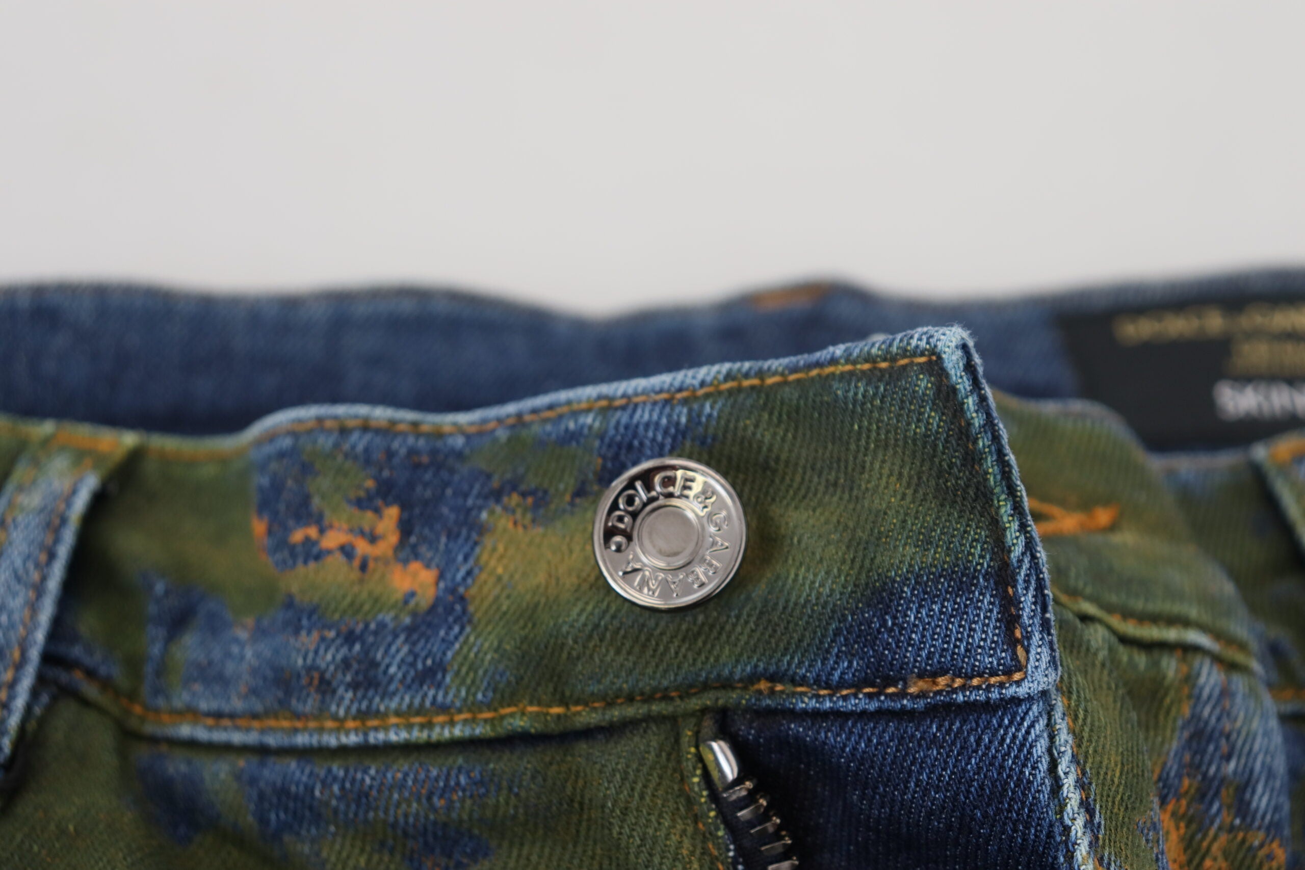 Dolce & Gabbana Blue Green Skinny Cotton Denim Men's Jeans