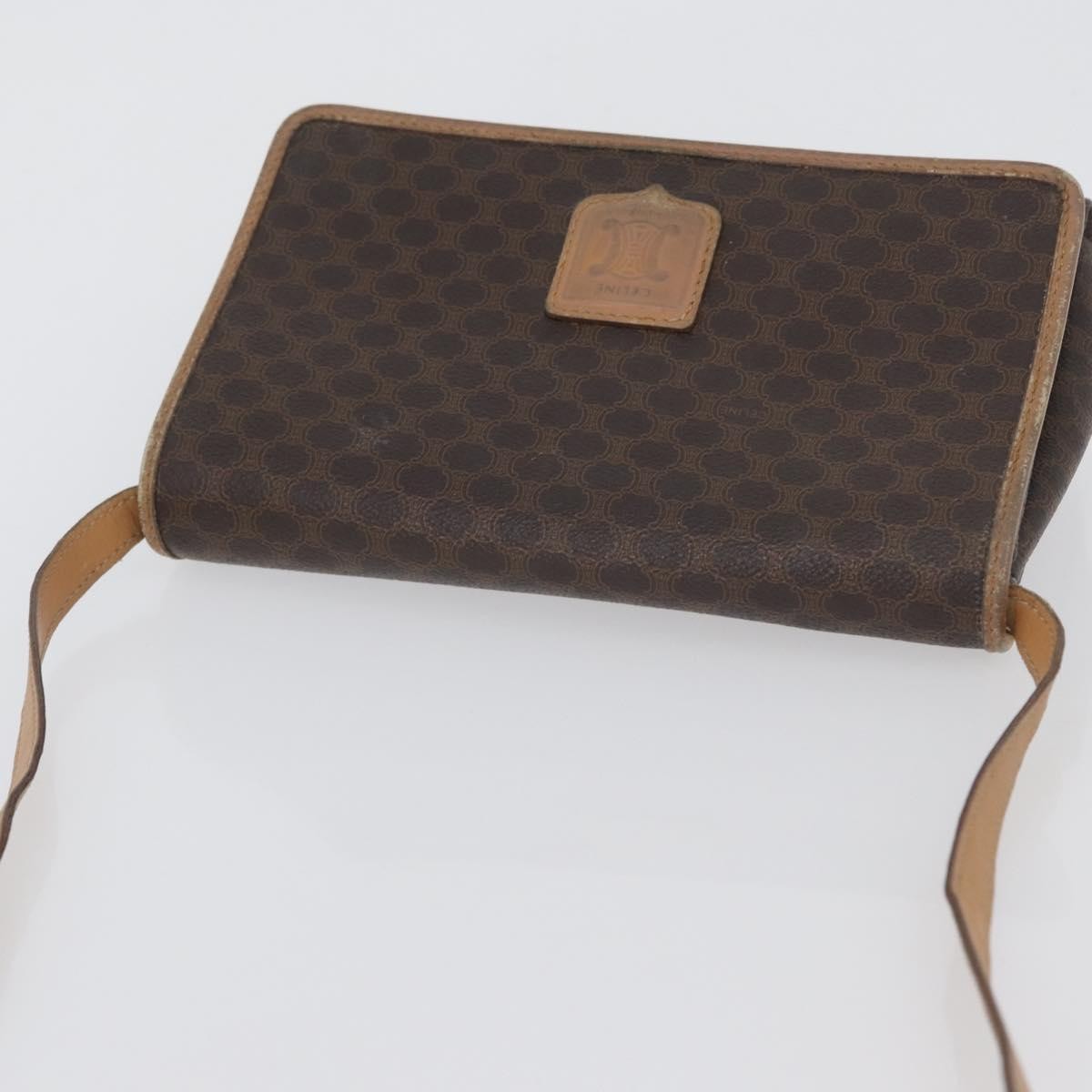 Celine Vintage Macadam Canvas And Leather Brown Canvas Shoulder Bag Bag (Pre-Owned)