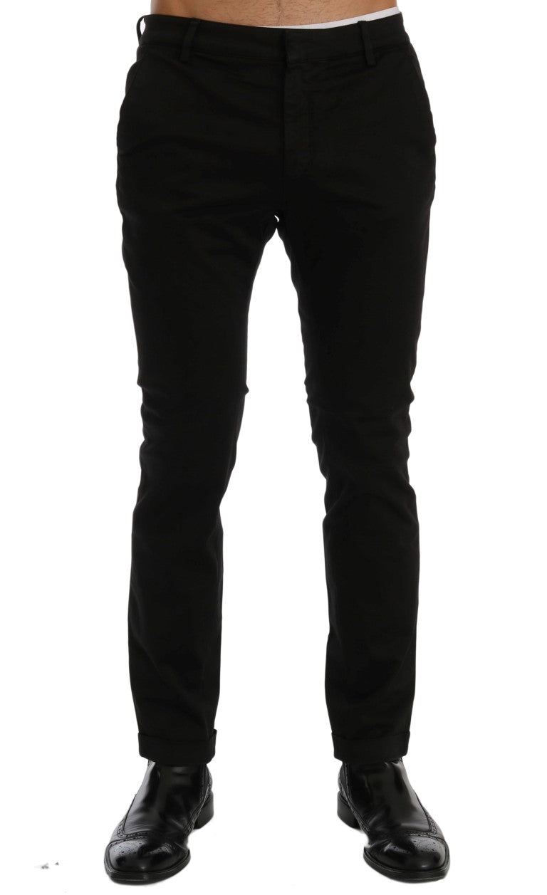 Costume National Black Slim Fit Cotton Stretch Men's Pants