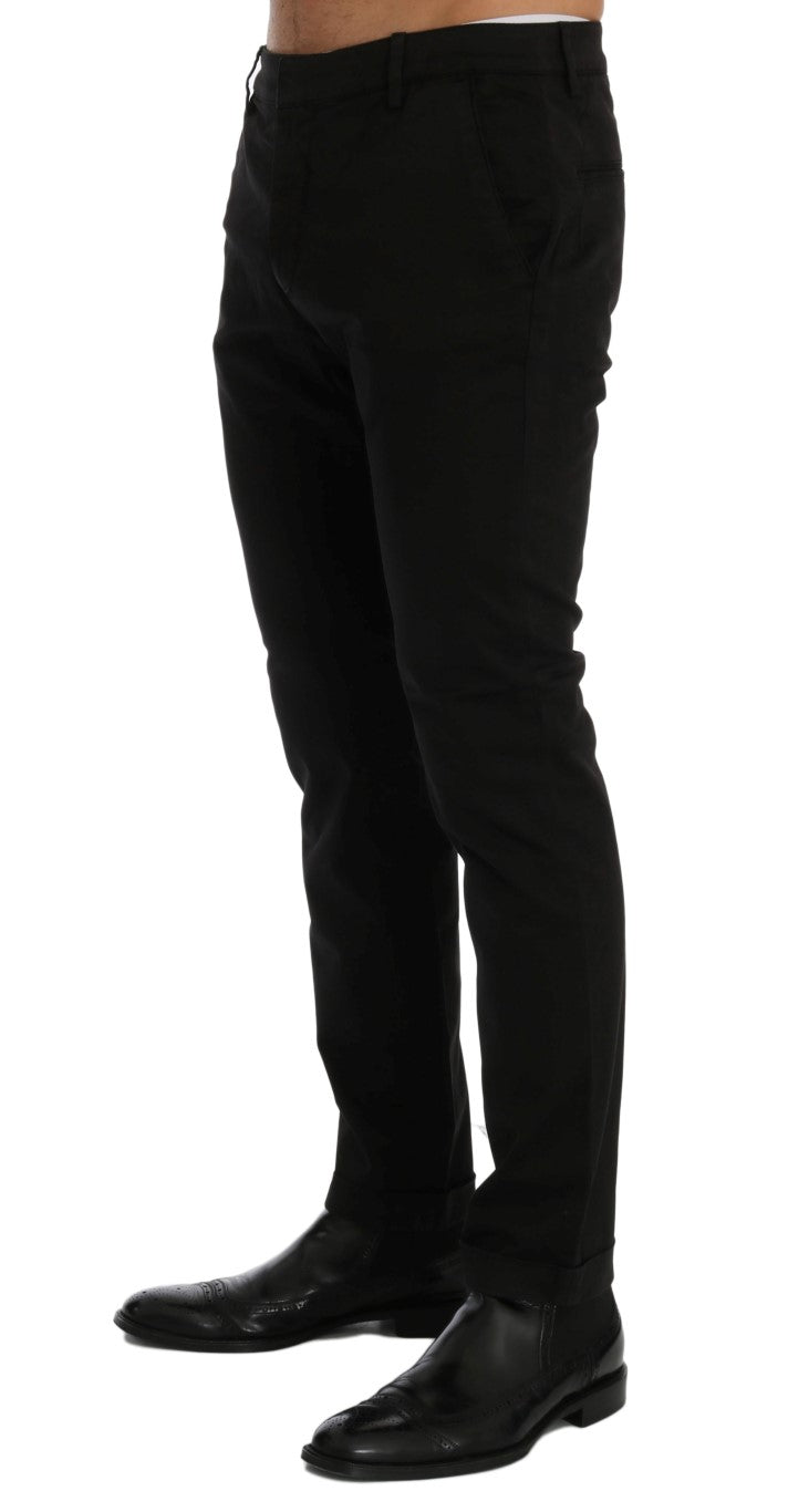 Costume National Black Slim Fit Cotton Stretch Men's Pants