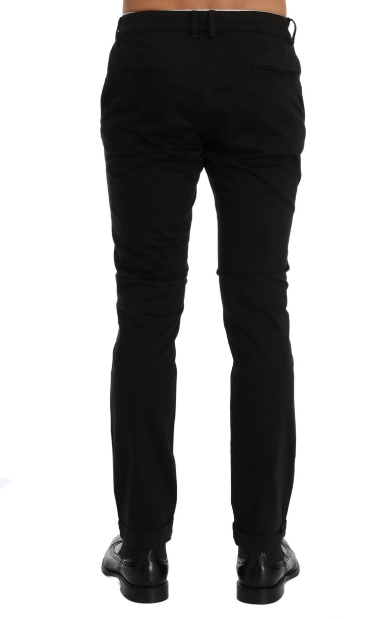 Costume National Black Slim Fit Cotton Stretch Men's Pants