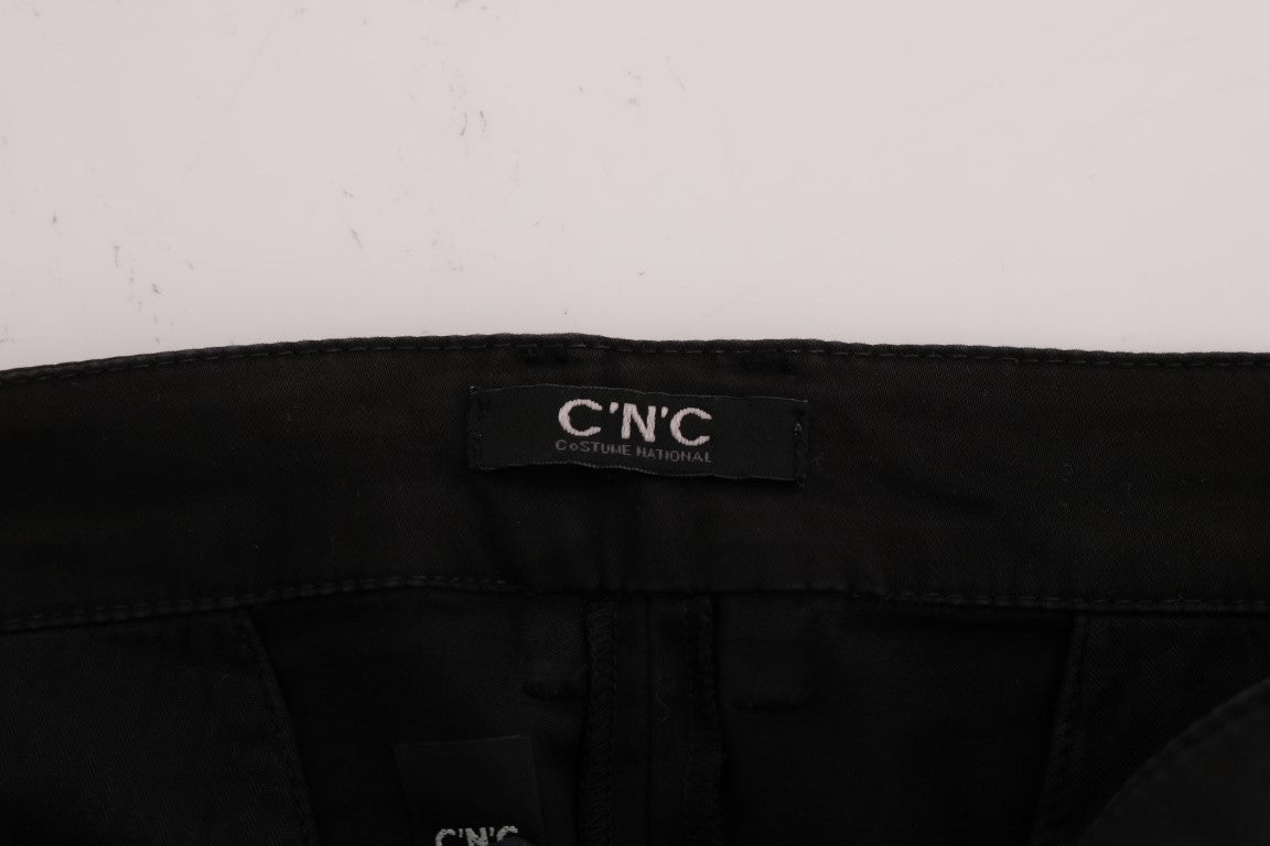 Costume National Black Slim Fit Cotton Stretch Men's Pants
