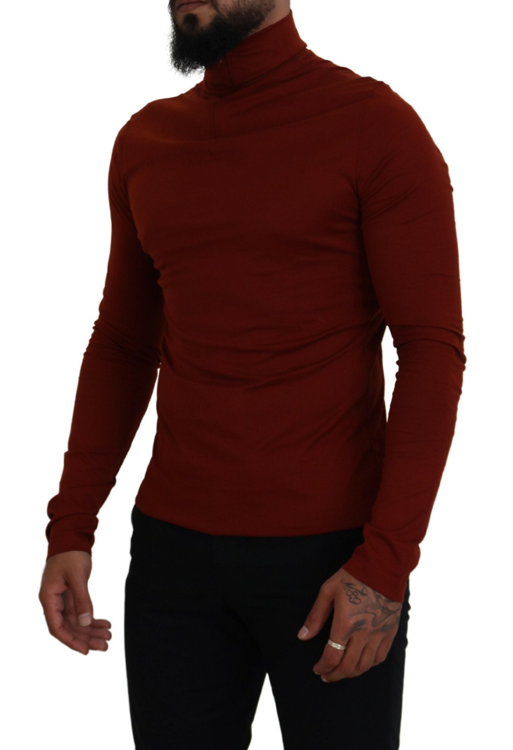 Dolce & Gabbana Elegant Maroon Collar Zip Men's Sweater