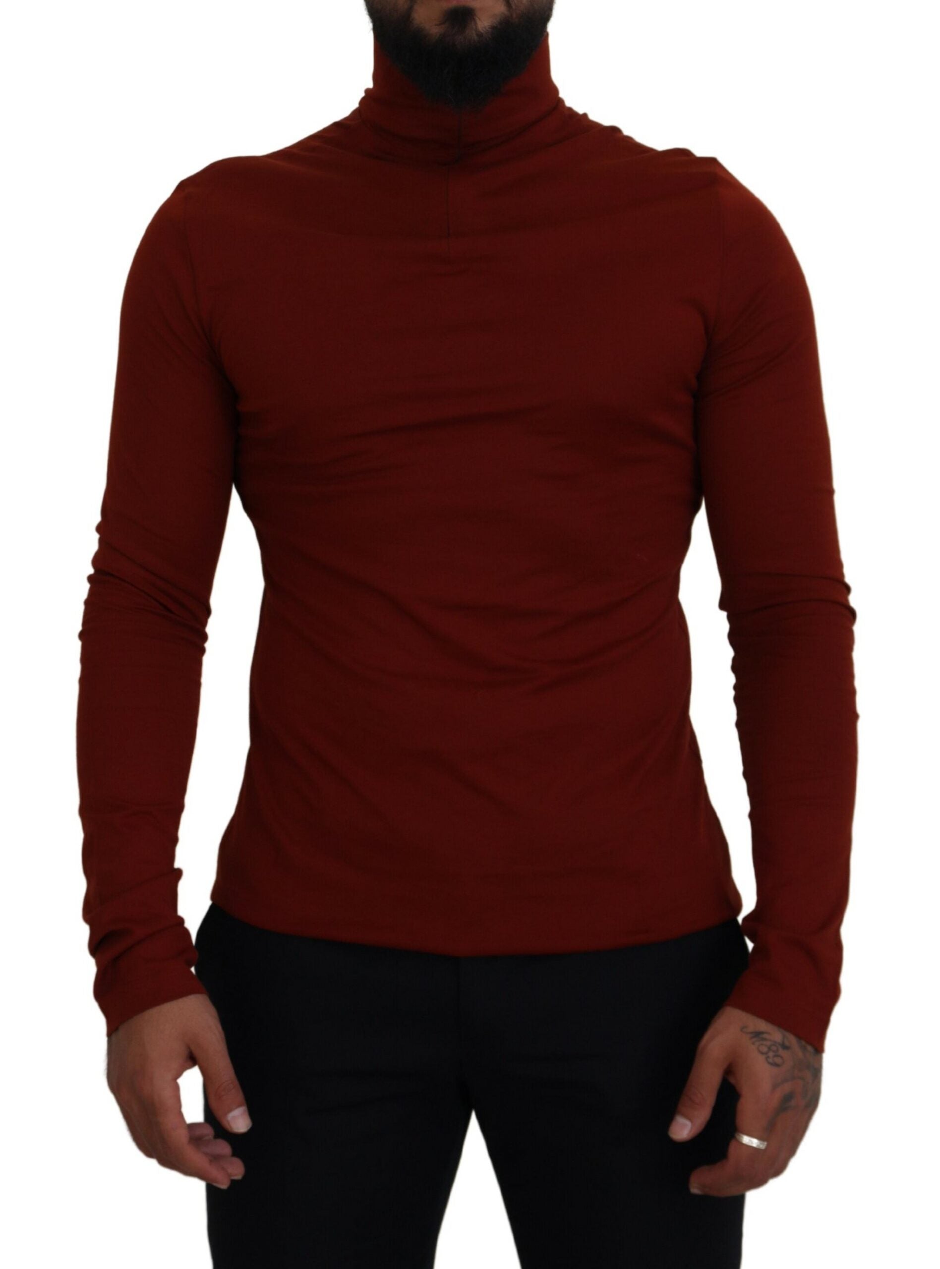 Dolce & Gabbana Elegant Maroon Collar Zip Men's Sweater
