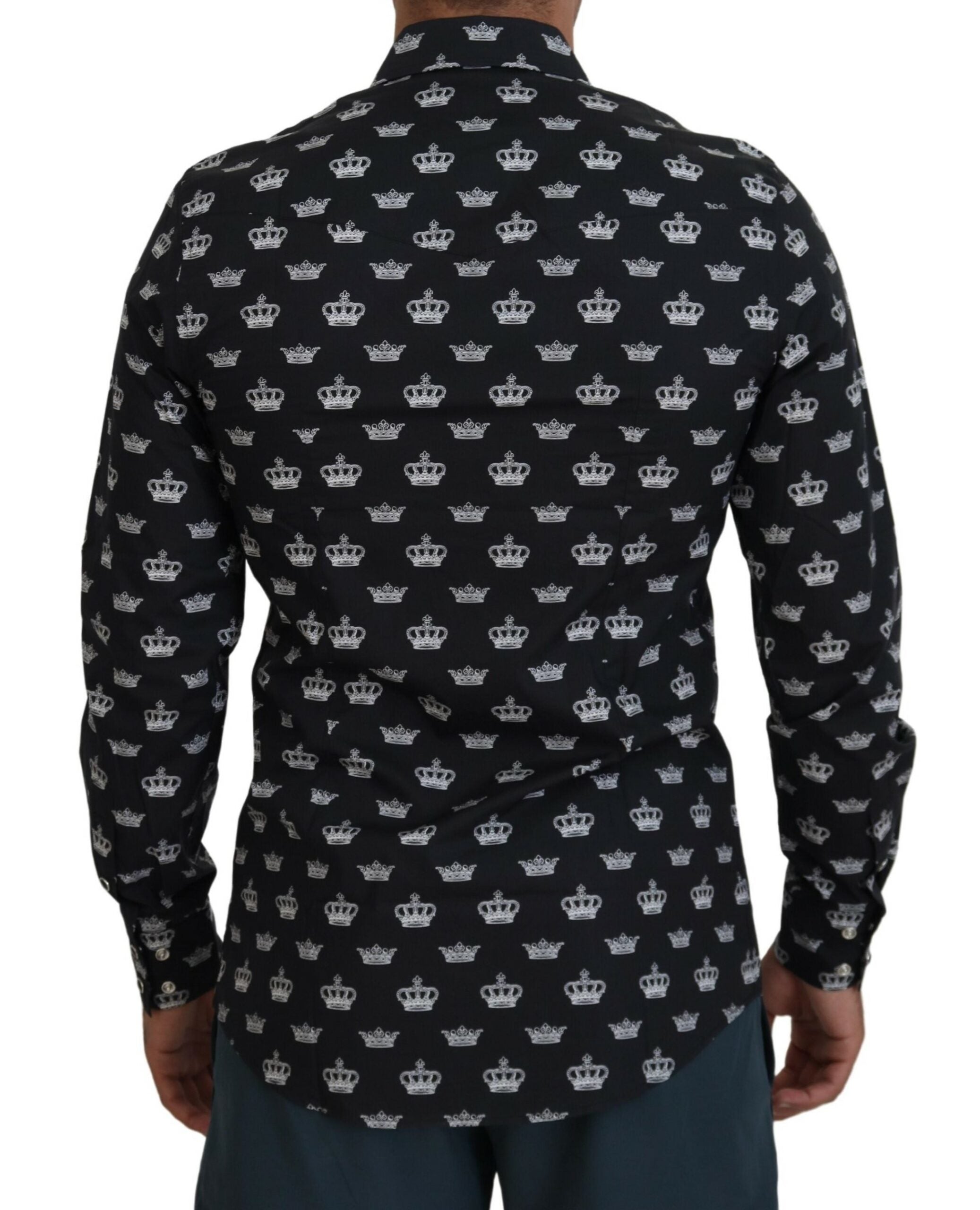 Dolce & Gabbana Elegant Slim Fit Crown Print Formal Men's Shirt