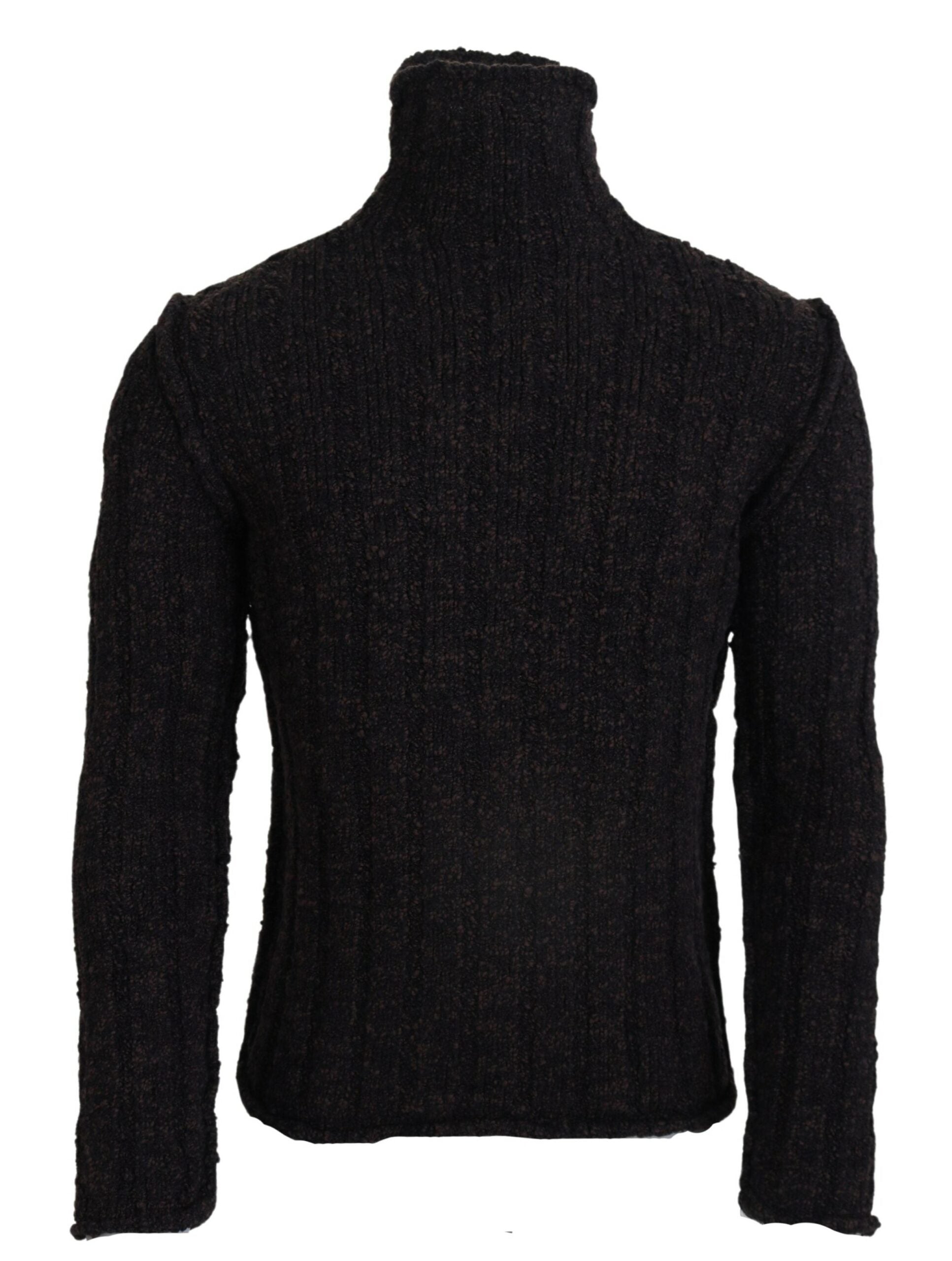 Dolce & Gabbana Brown Wool Knit Turtleneck Pullover Men's Sweater