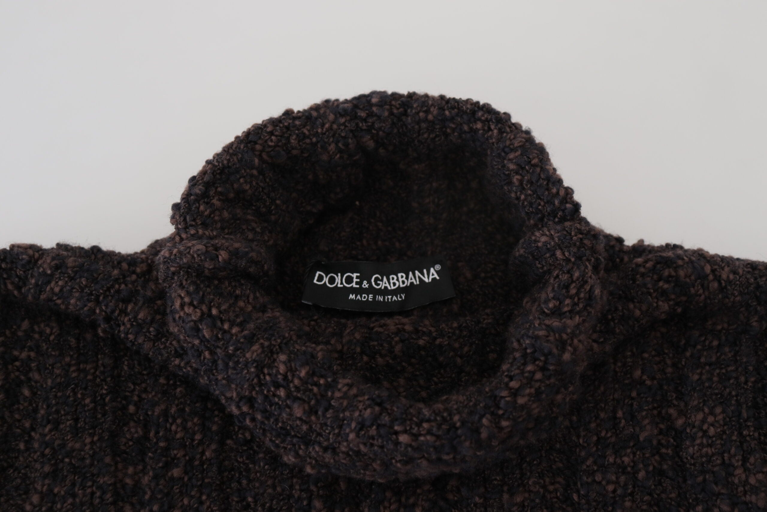 Dolce & Gabbana Brown Wool Knit Turtleneck Pullover Men's Sweater