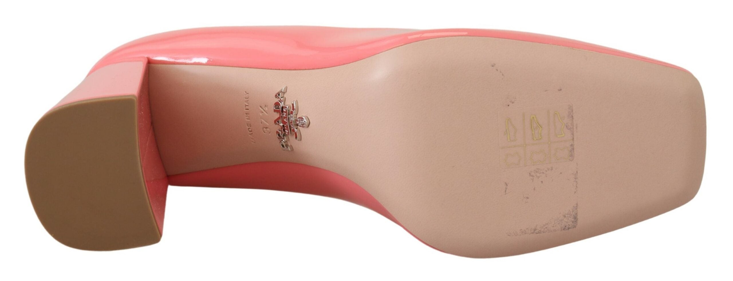 Prada Pink Patent Leather Block Heels Pumps Women's Classic
