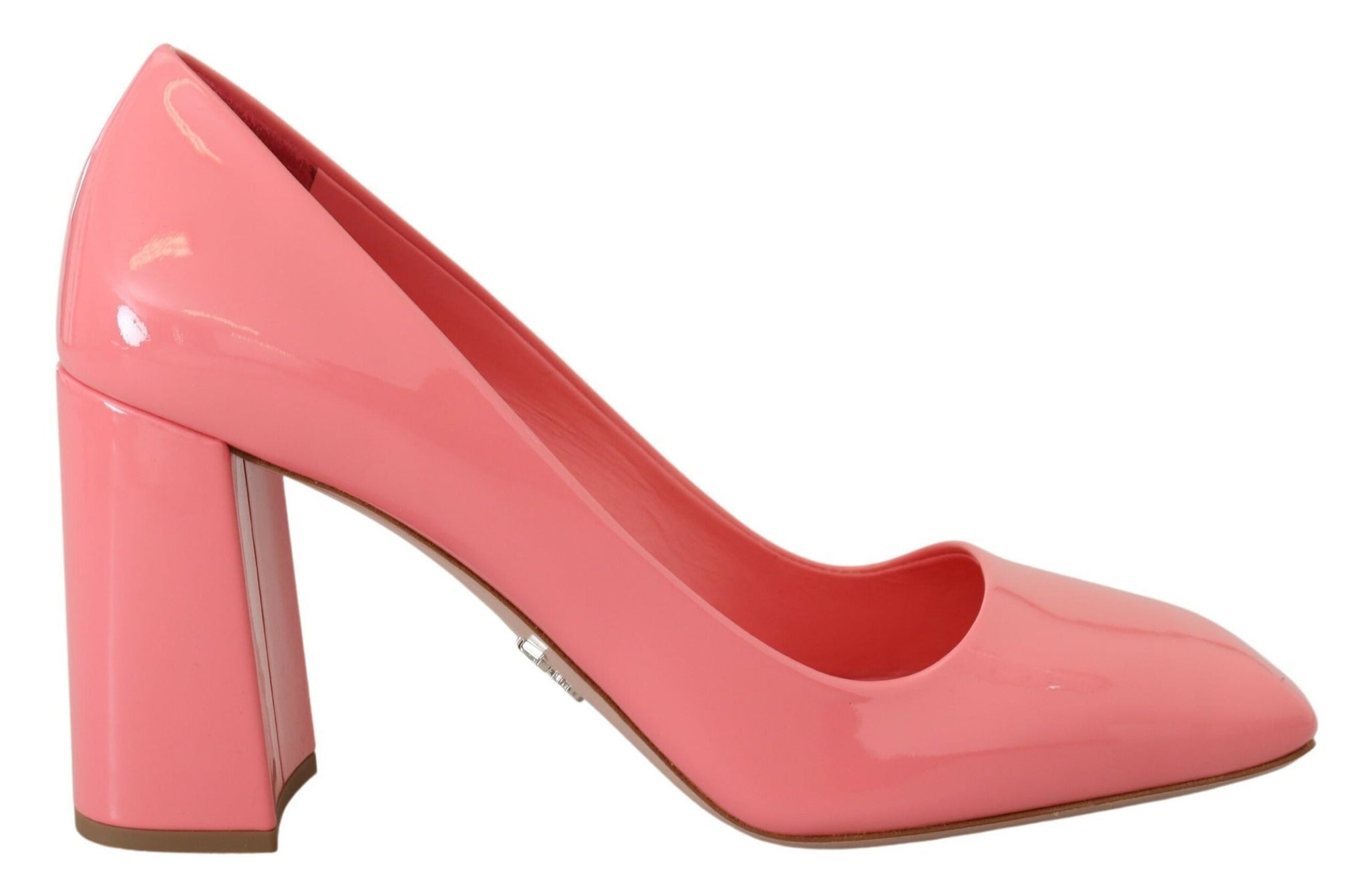 Prada Pink Patent Leather Block Heels Pumps Women's Classic
