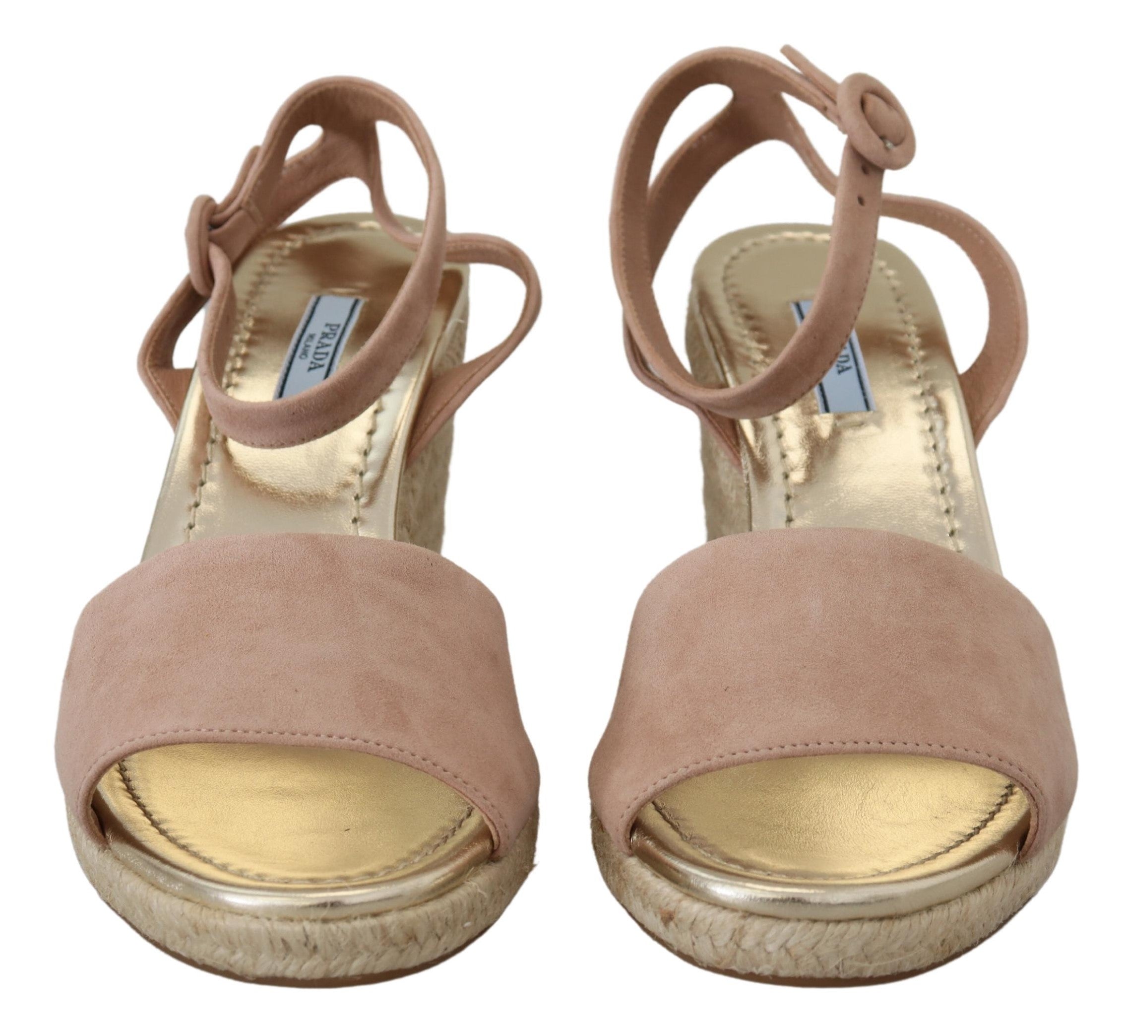 Prada Pink Suede Leather Ankle Strap Women's Sandals