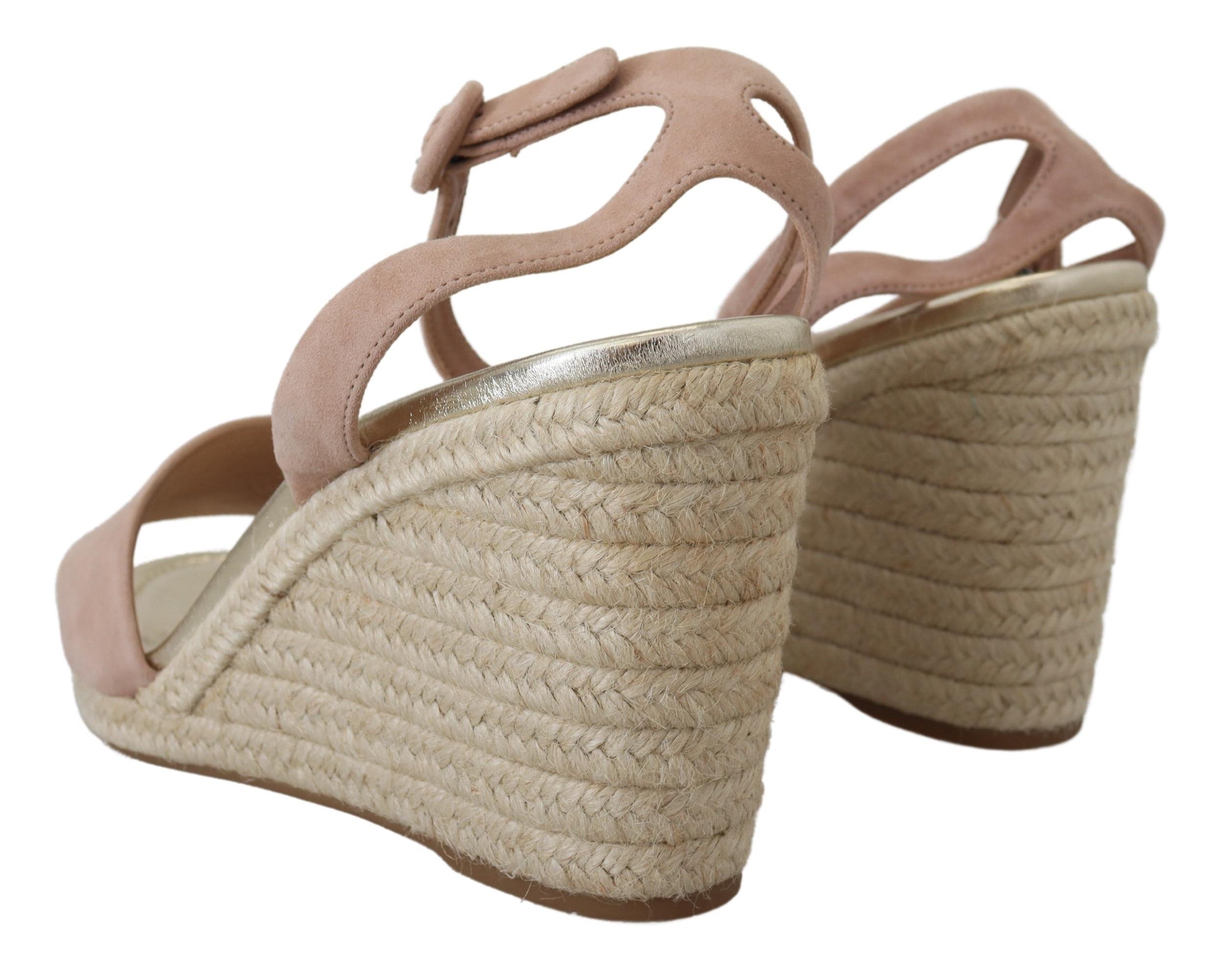 Prada Elegant Suede Ankle Strap Wedge Women's Sandals