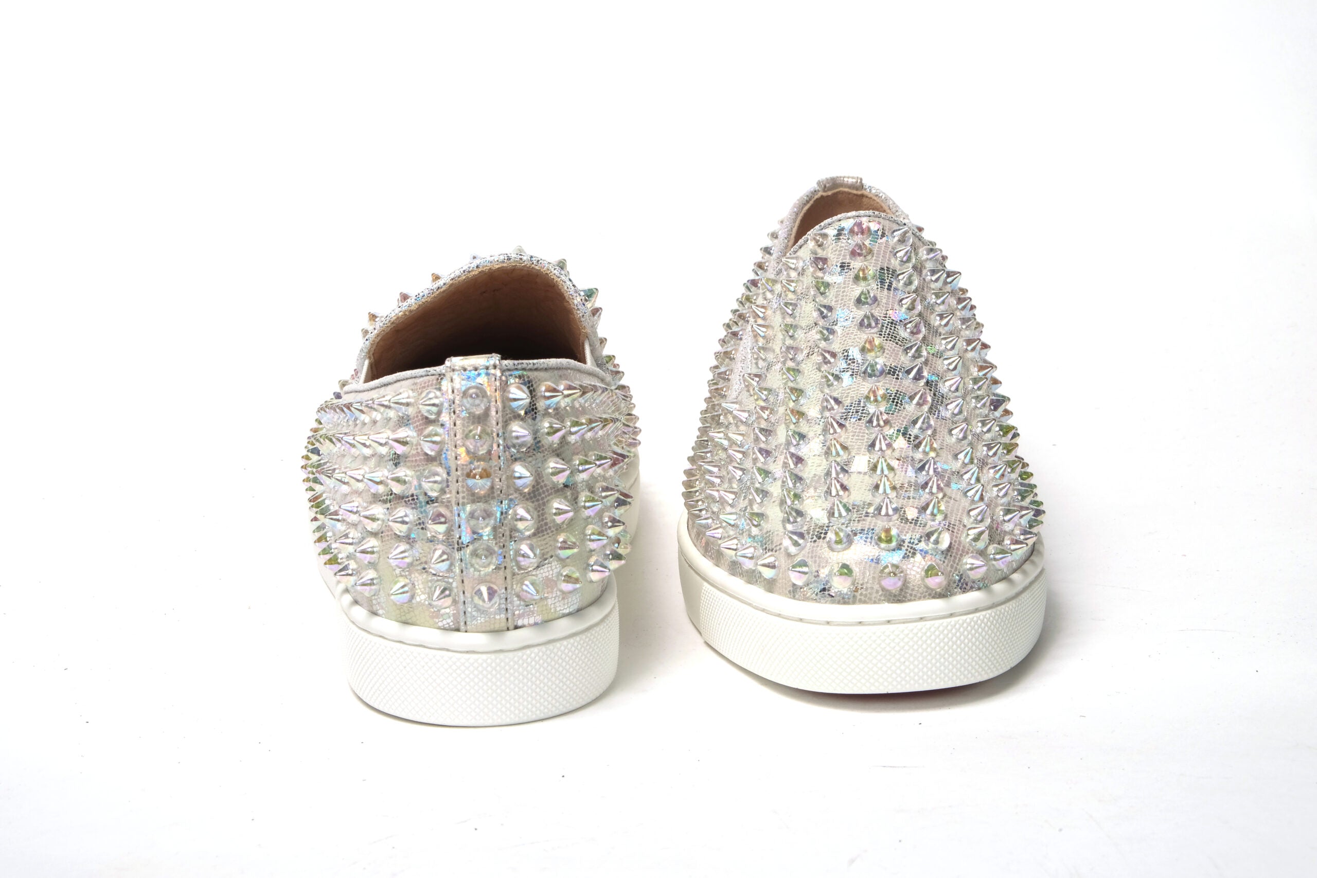 Christian Louboutin White Ab/Clear Ab Roller Boat Woman Flat Women's Sneaker