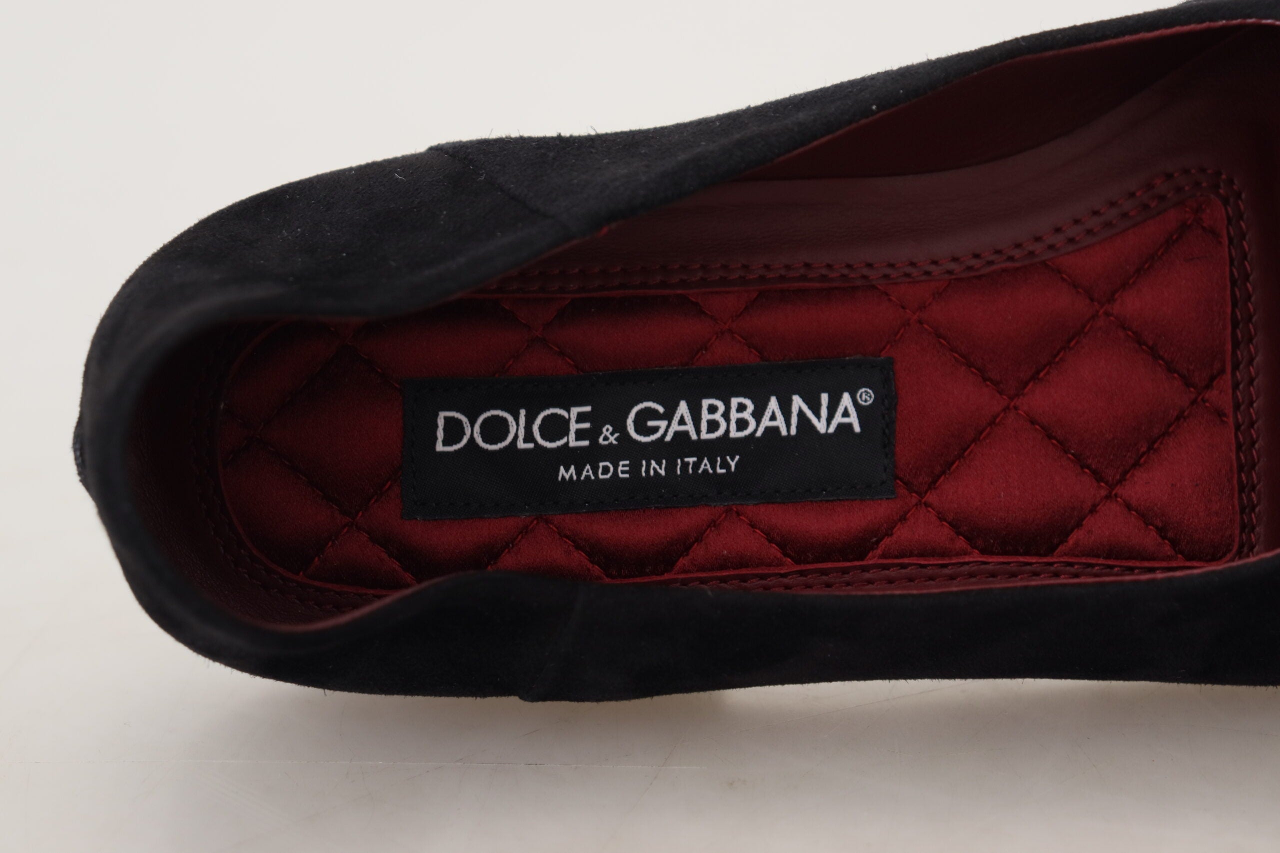 Dolce & Gabbana Black Suede Gold Cross Slip On Loafers Men's Shoes