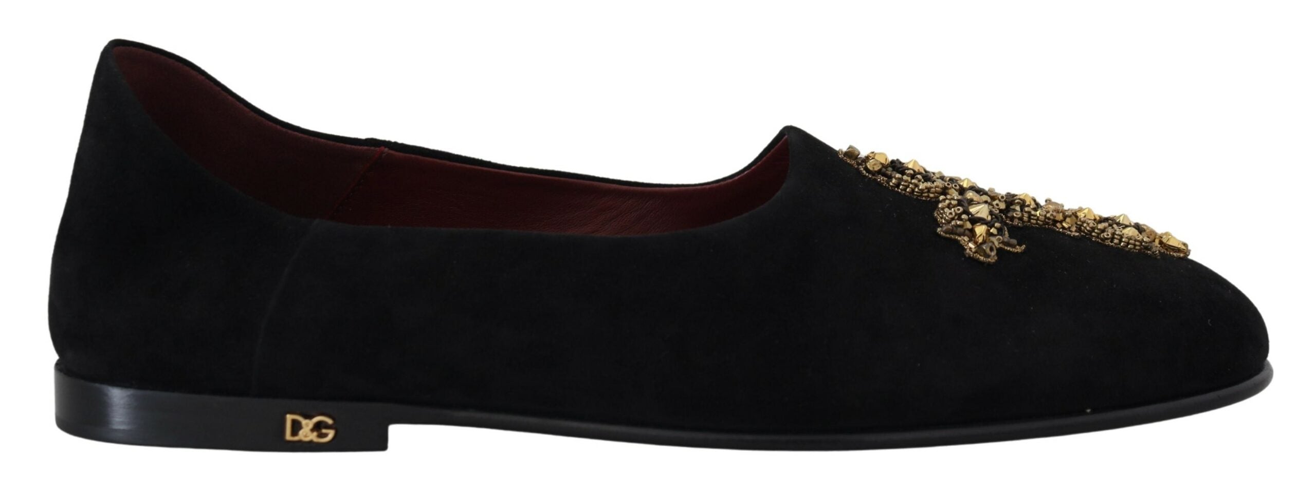Dolce & Gabbana Black Suede Gold Cross Slip On Loafers Men's Shoes