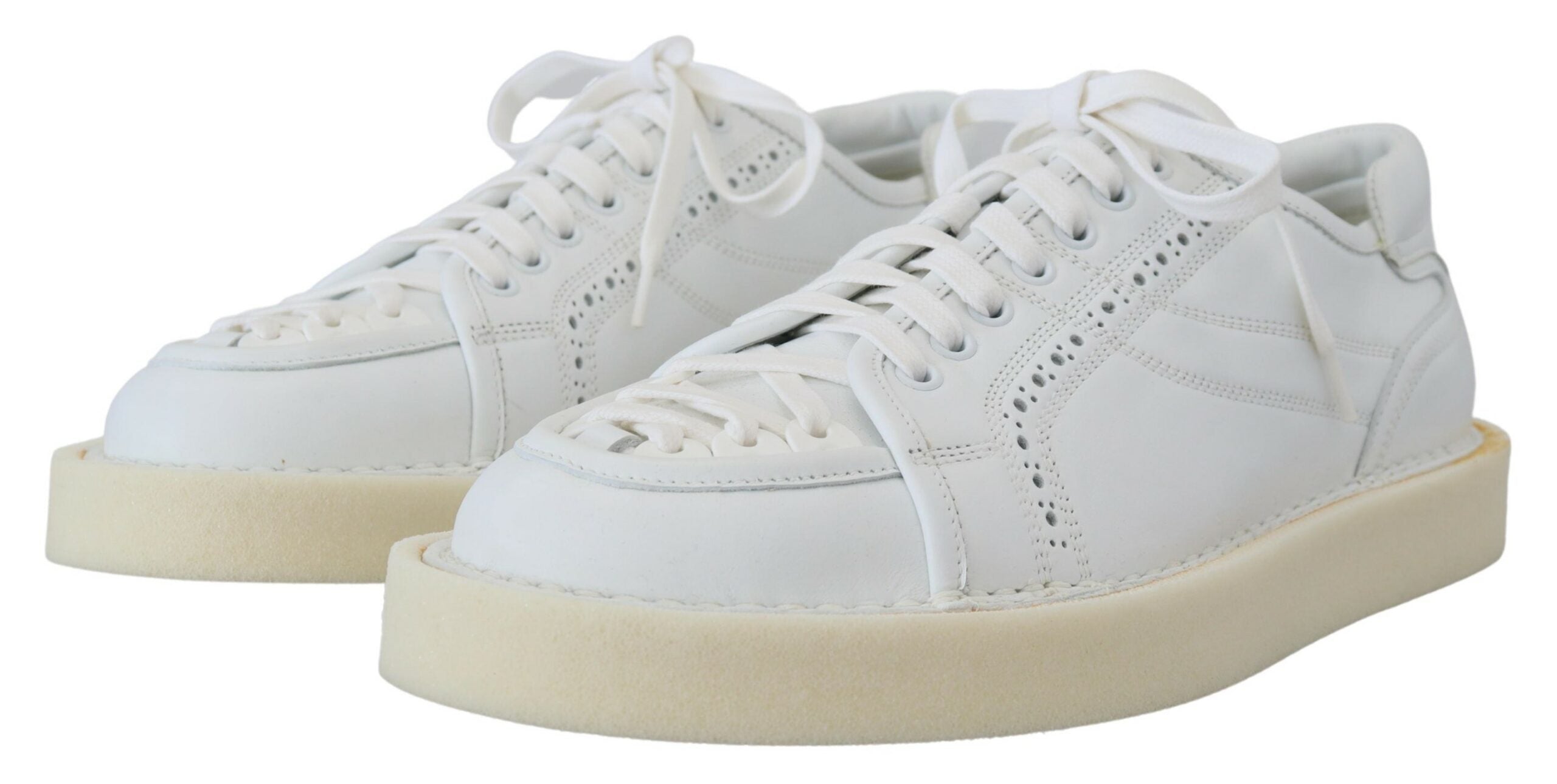 Dolce & Gabbana White Leather Low Top Oxford Sneakers Casual Men's Shoes