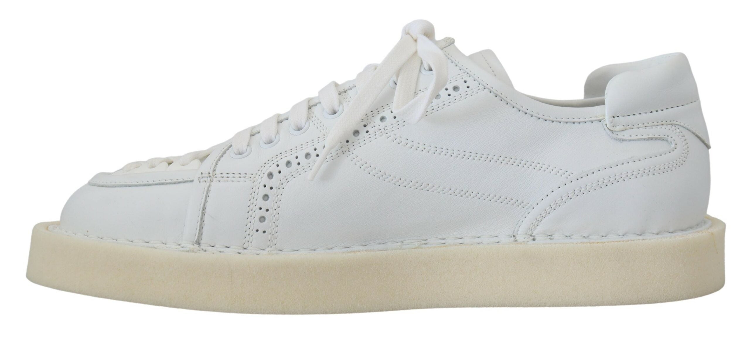 Dolce & Gabbana White Leather Low Top Oxford Sneakers Casual Men's Shoes