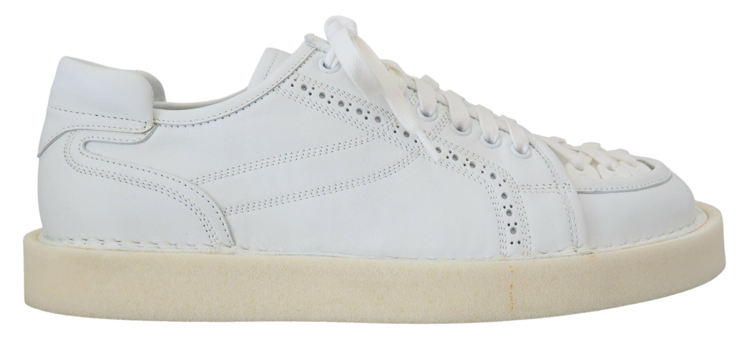 Dolce & Gabbana White Leather Low Top Oxford Sneakers Casual Men's Shoes