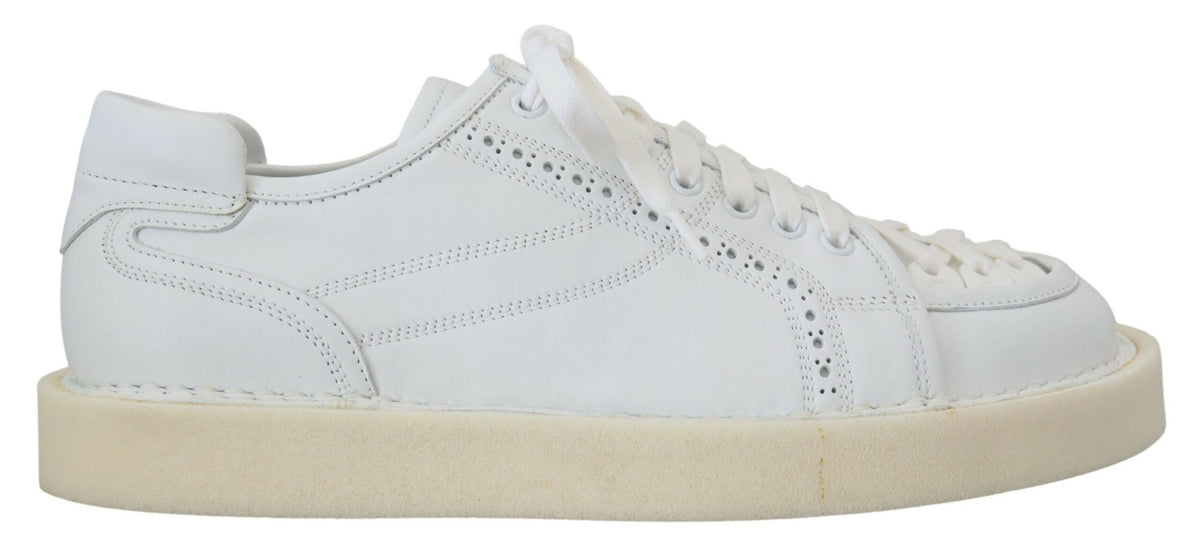 Dolce & Gabbana White Leather Low Top Oxford Sneakers Casual Men's Shoes