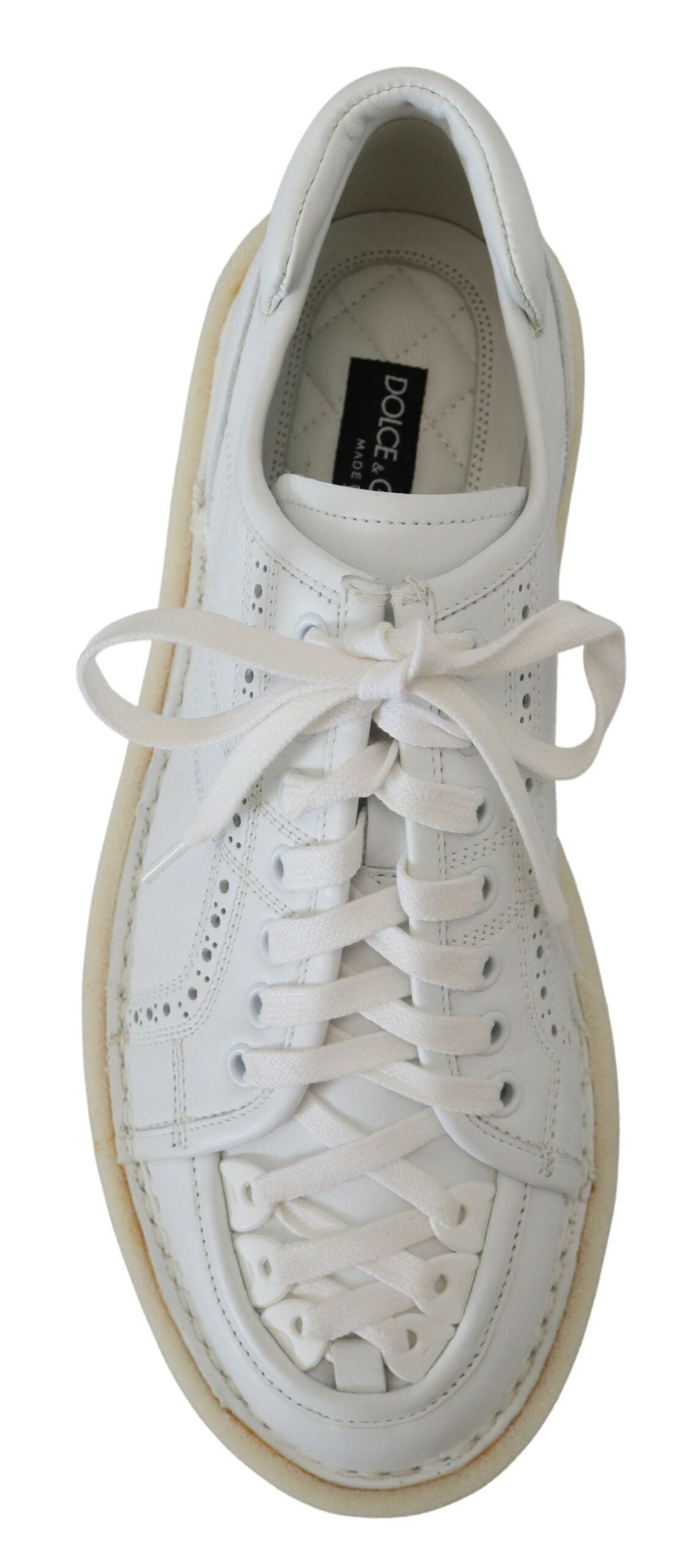 Dolce & Gabbana White Leather Low Top Oxford Sneakers Casual Men's Shoes