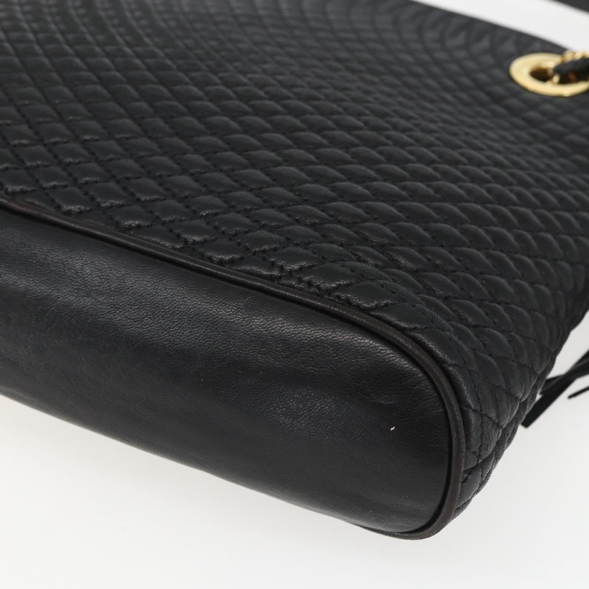 Bally Vintage Chain Quilted Leather Black Leather Shoulder Bag Bag (Pre-Owned)