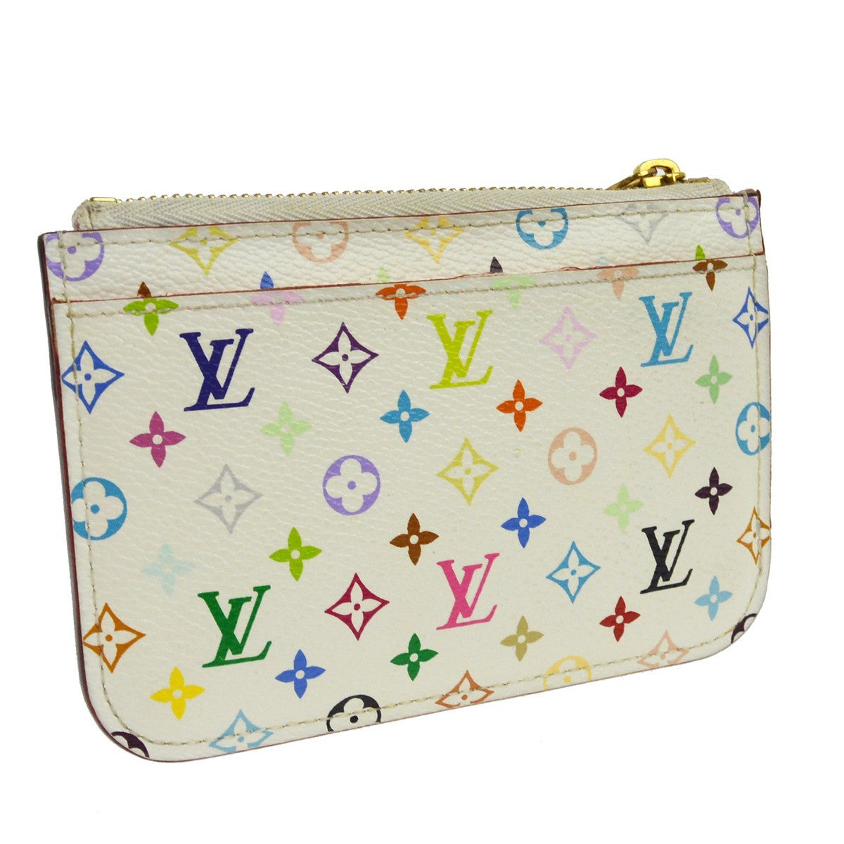 Louis Vuitton Pochette Clés Nm Monogram Multicolor Canvas White Calfskin Wallets Accessory (Pre-Owned)