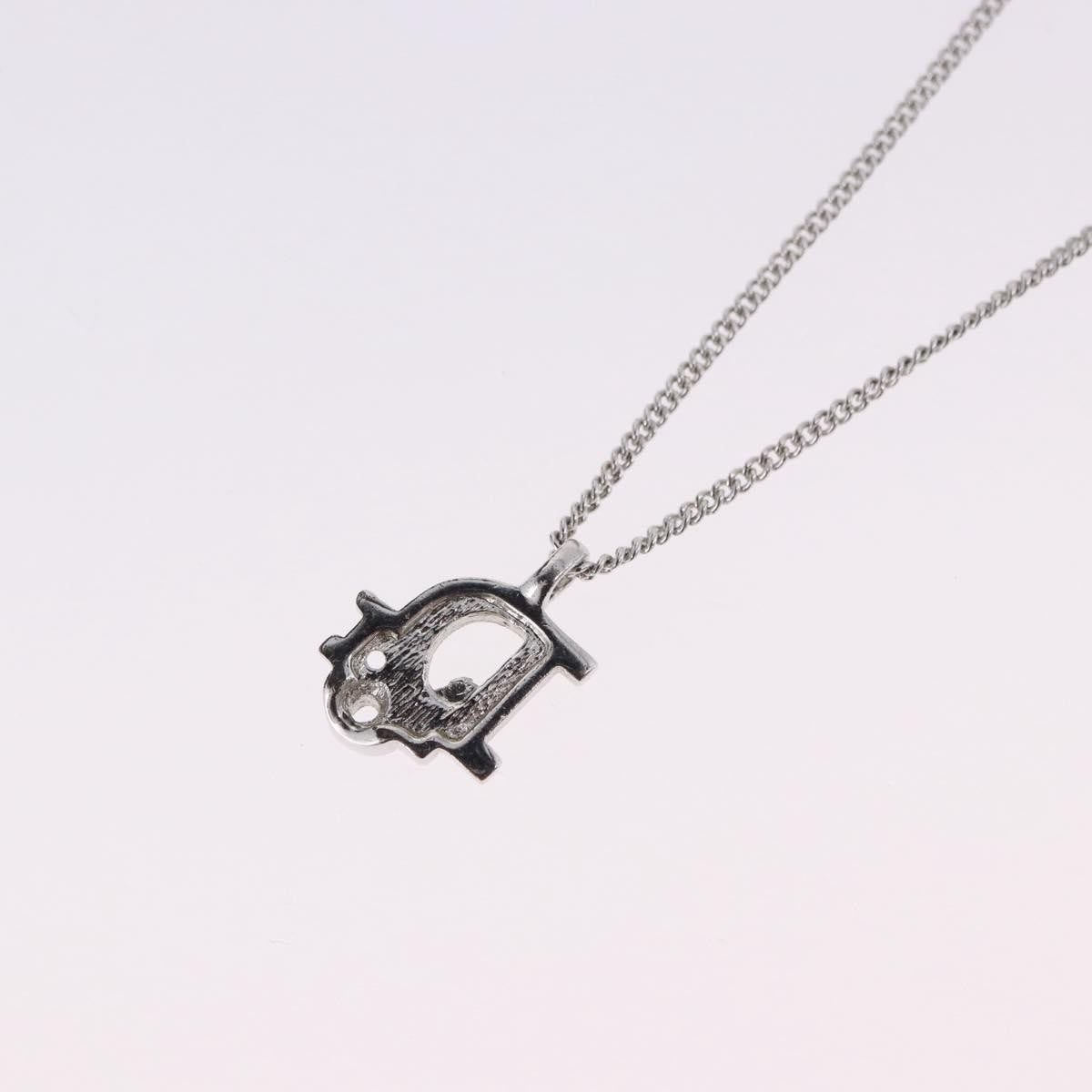 Christian Dior Vintage Dior Logo Metal And Crystal Silver Metal Necklace Jewelry (Pre-Owned)