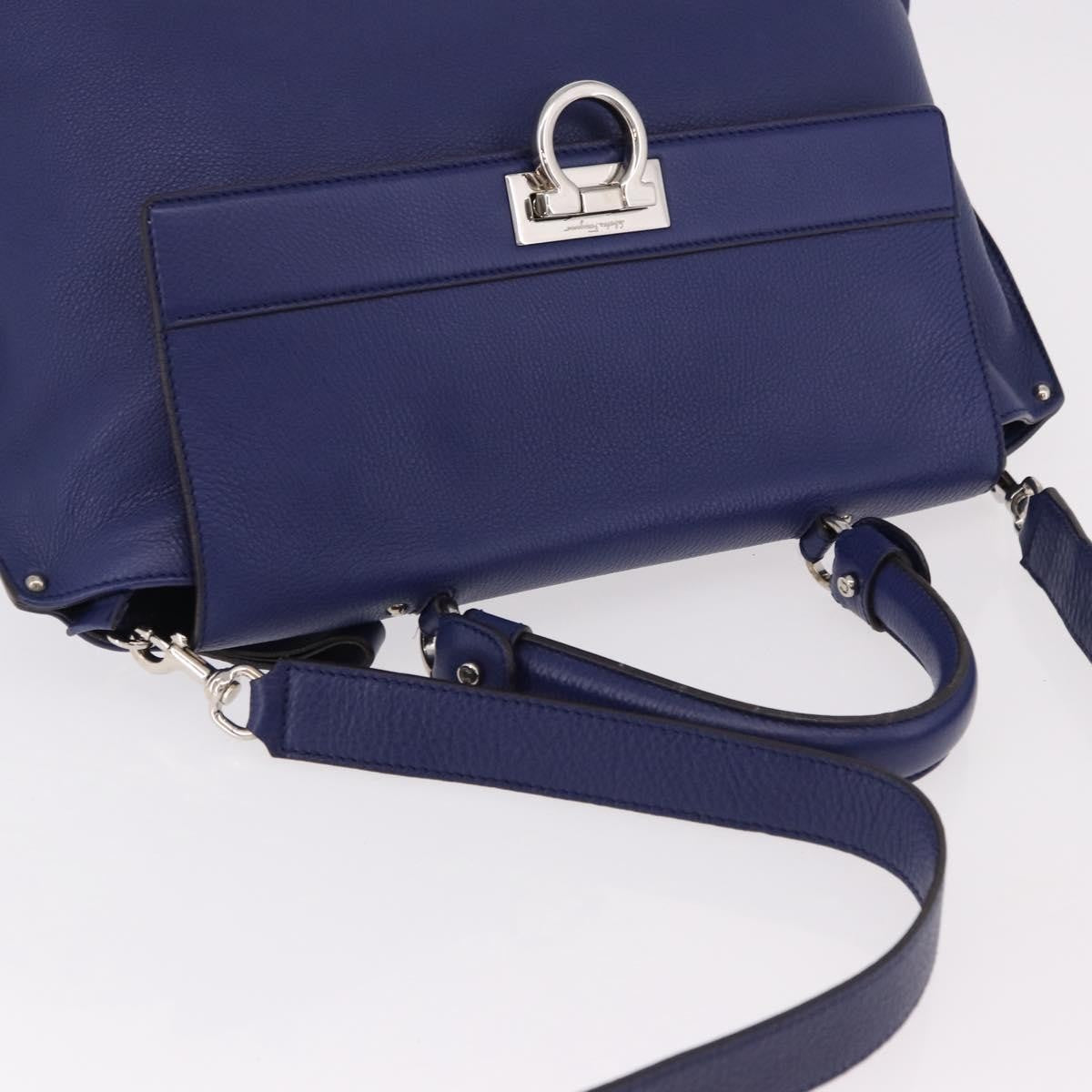 Salvatore Ferragamo Sofia Satchel Leather Blue Leather Handbag (Pre-Owned)