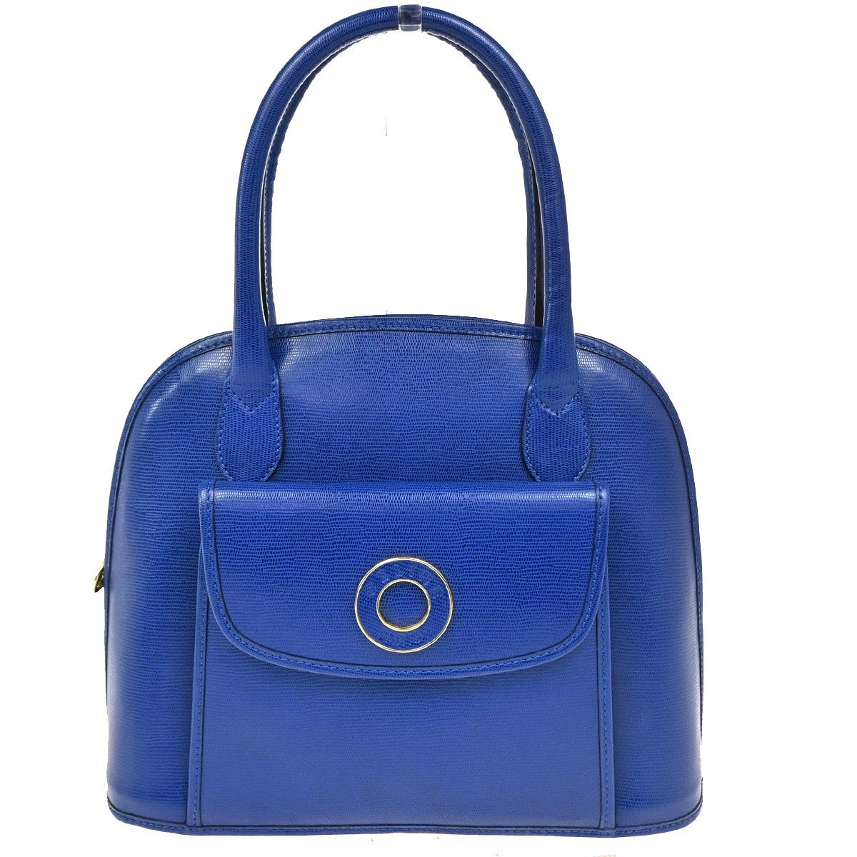 Celine Vintage Circle Logo Leather Blue Leather Handbag (Pre-Owned)