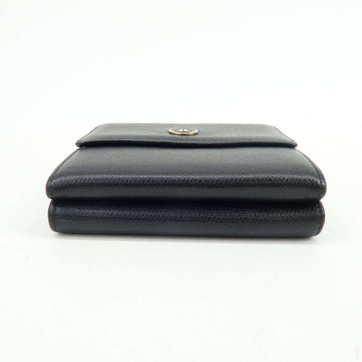 Chanel Cc Button Coin Purse Leather Black Calfskin Card Holders Accessory (Pre-Owned)