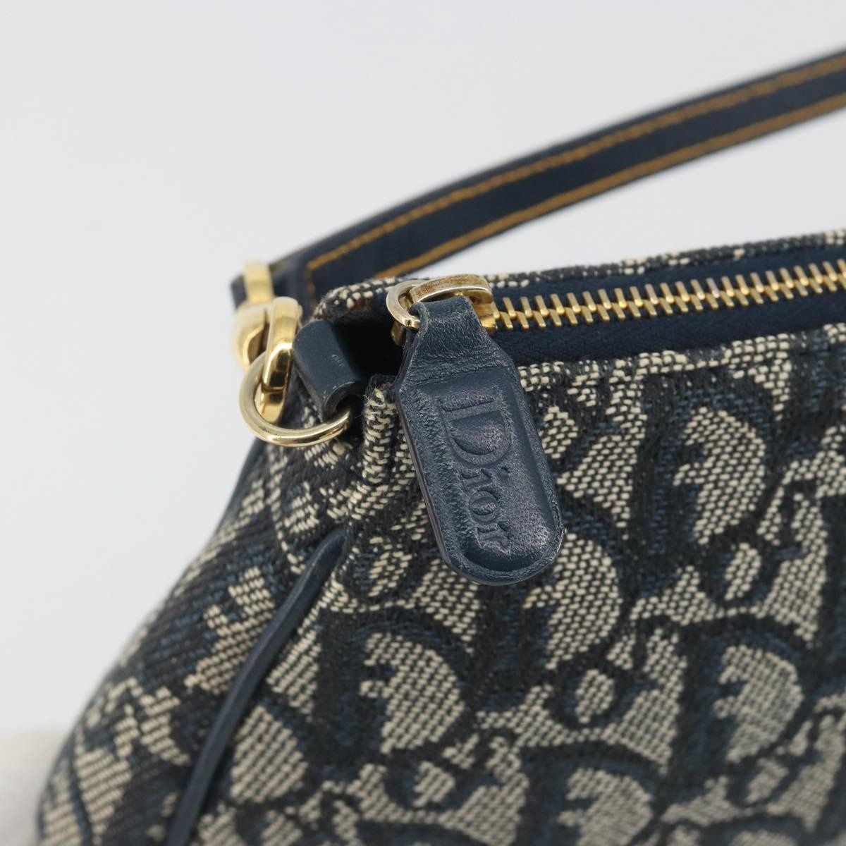 Christian Dior Vintage Saddle Bag Canvas Navy Canvas Clutche & Pouche Bag (Pre-Owned)
