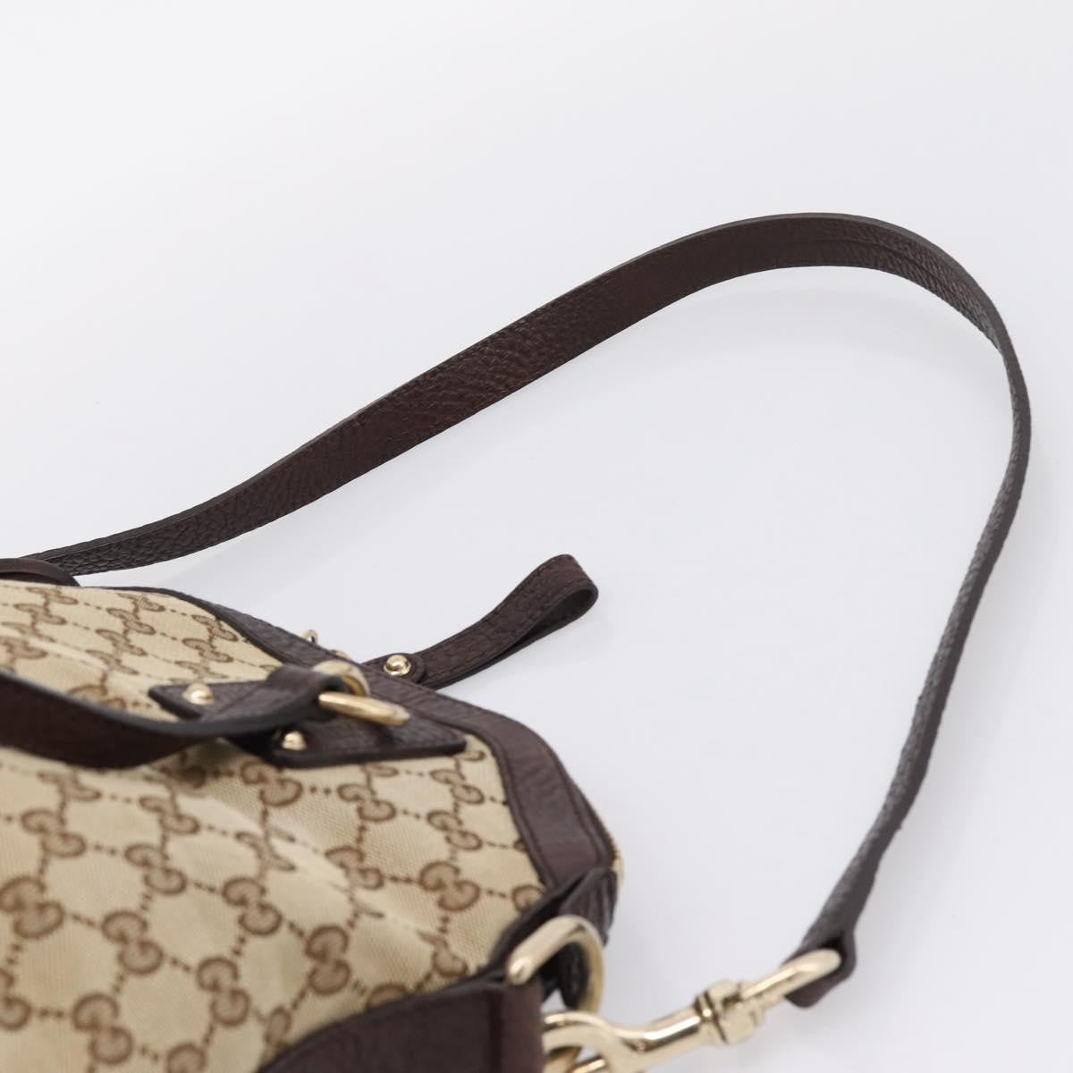 Gucci Britt Convertible Dome Satchel Gg Canvas Beige Canvas Handbag (Pre-Owned)