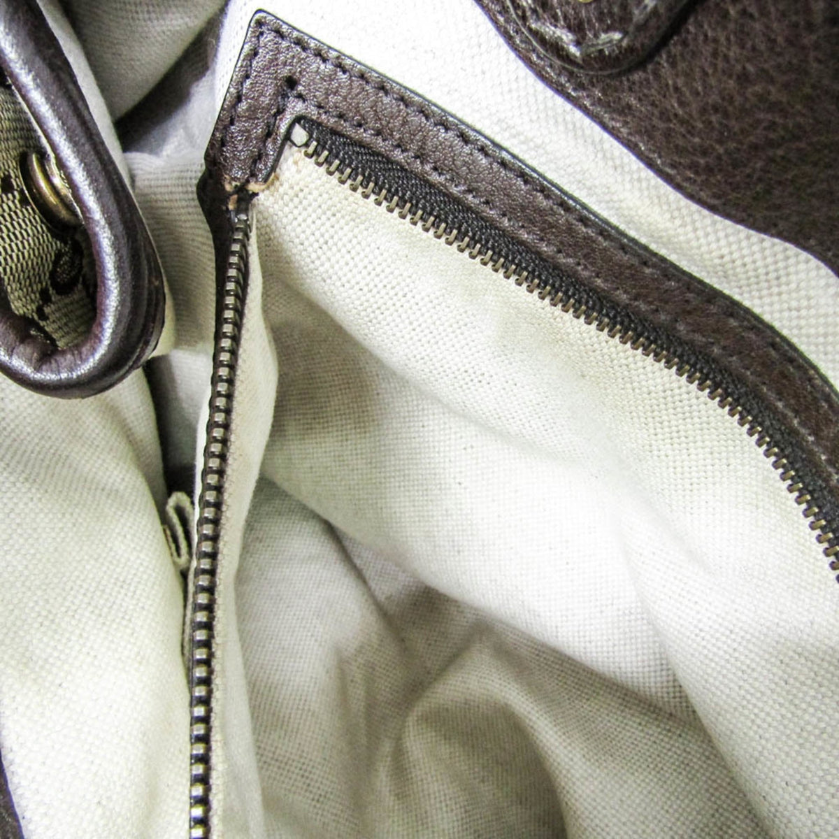 Gucci Gg Running Gg Canvas With Leather Beige Canvas Tote Bag Bag (Pre-Owned)