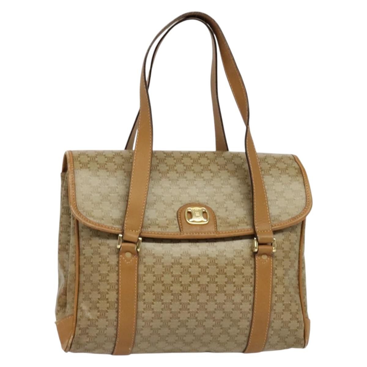 Celine Vintage Macadam Canvas Beige Canvas Bag (Pre-Owned)