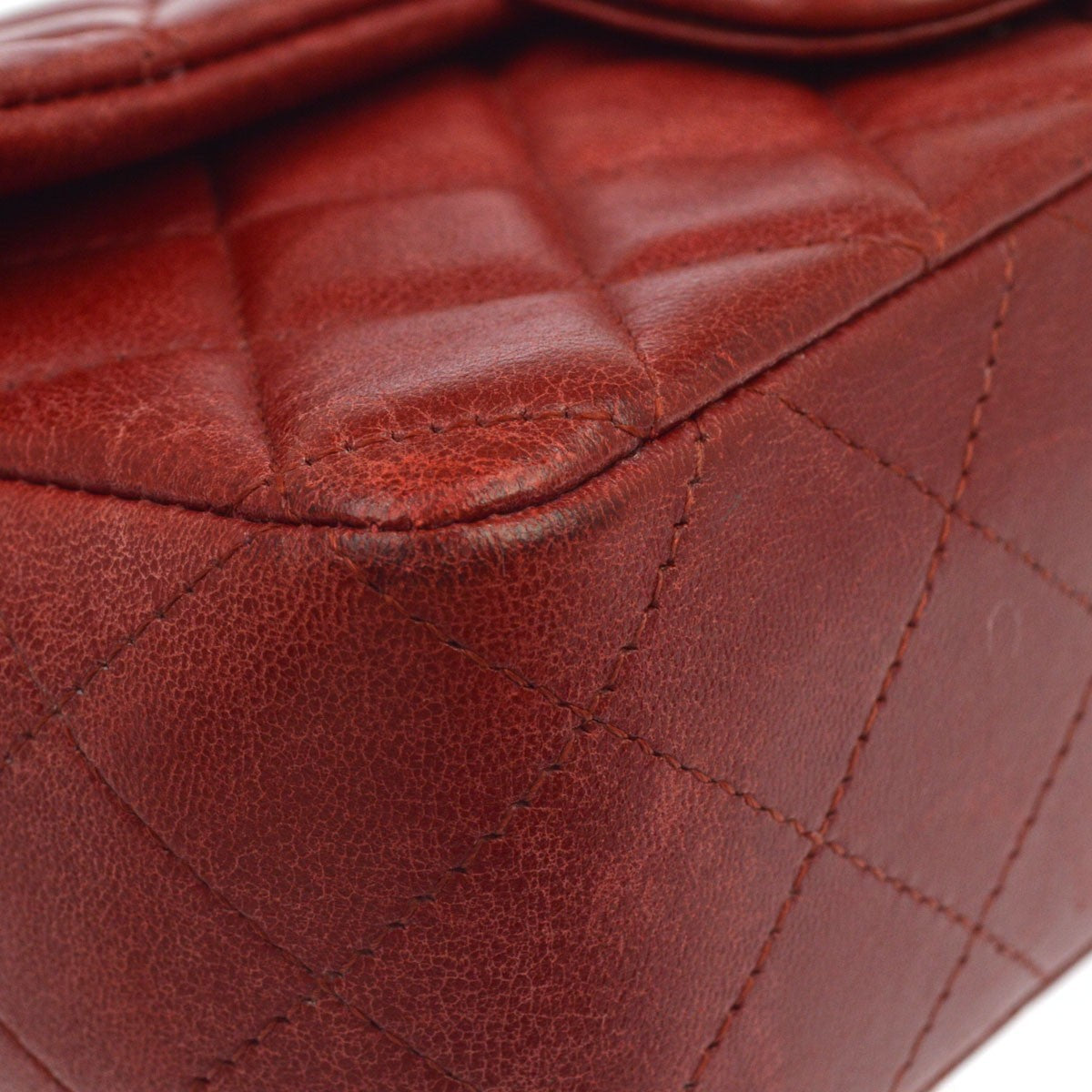 Chanel Classic Single Flap Bag Quilted Lambskin Red Leather Shoulder Bag Bag (Pre-Owned)